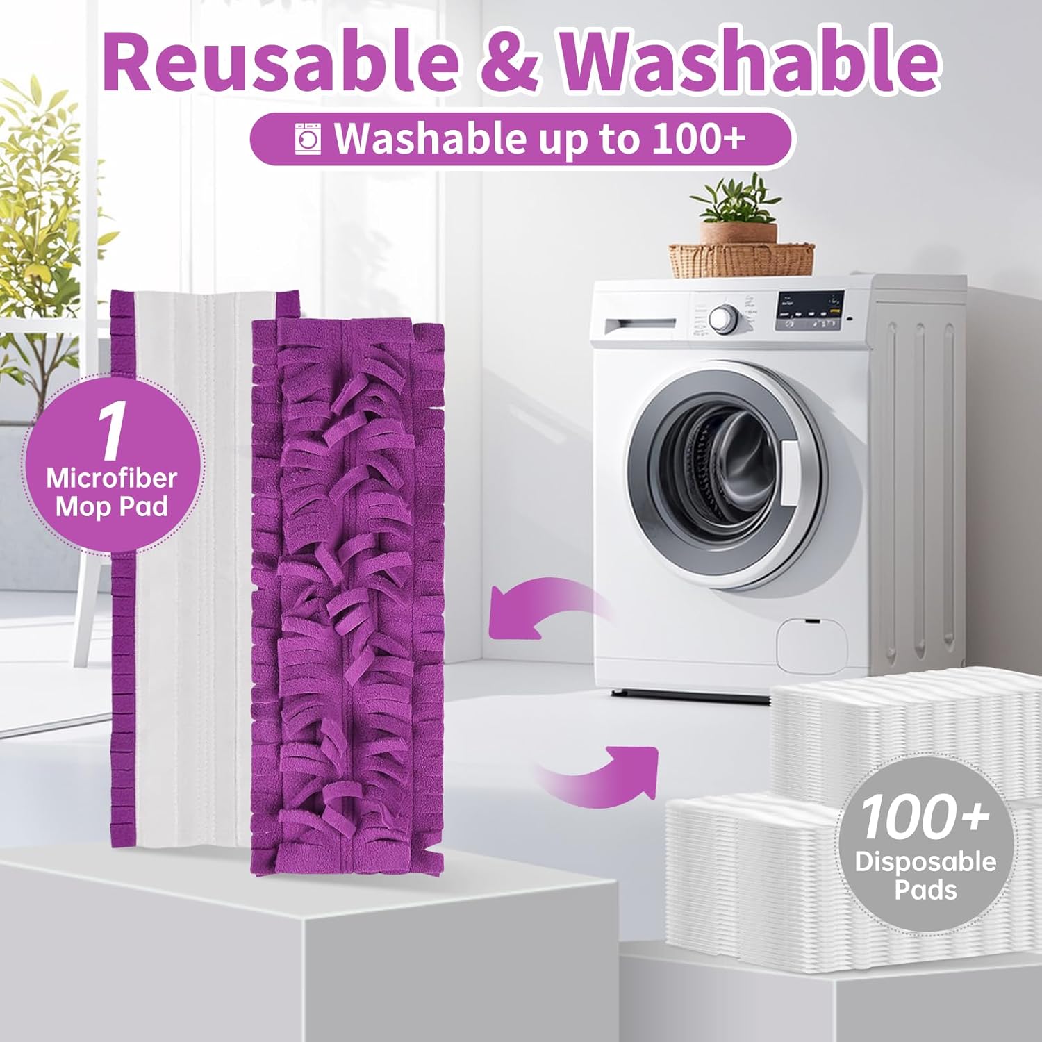 8 Pack Purple Microfiber Mop Refill Pads for Swiffer PowerMop