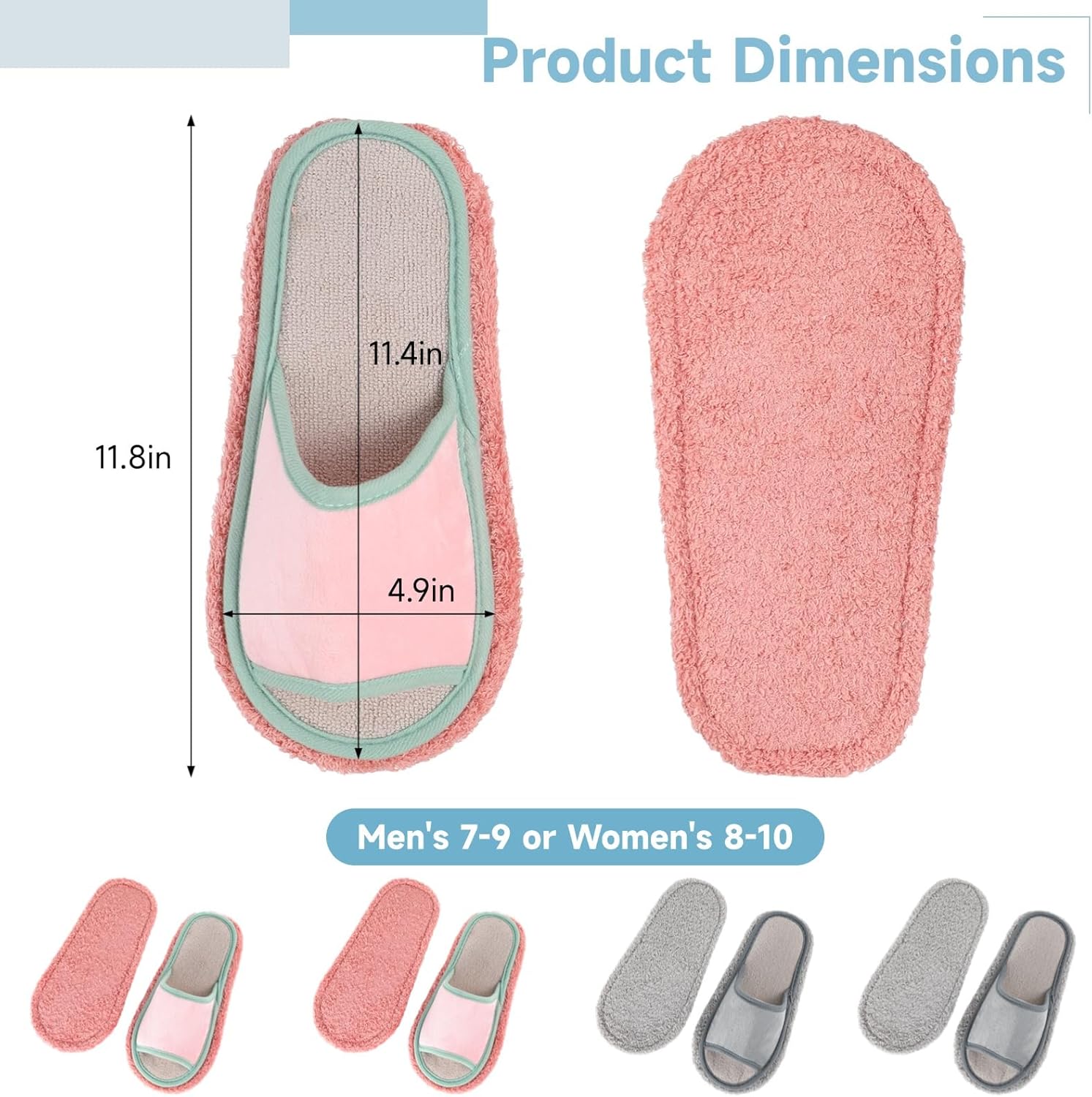 4 Pairs Washable Mop Slippers for Home Use
