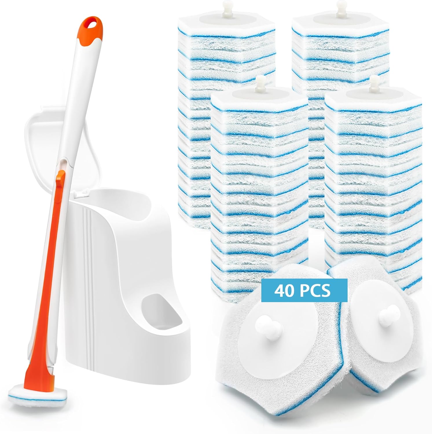 JEHONN Toilet Bowl Cleaner Wand with 40 Refills