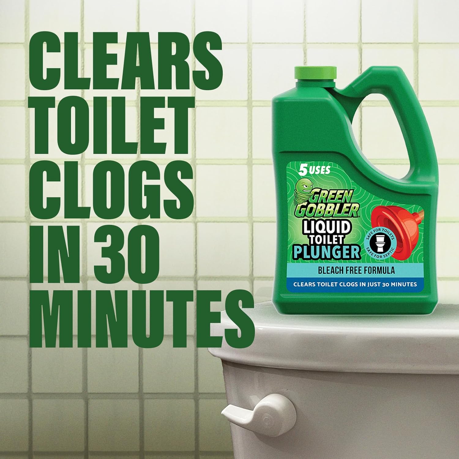 Green Gobbler Liquid Toilet Plunger Clog Remover
