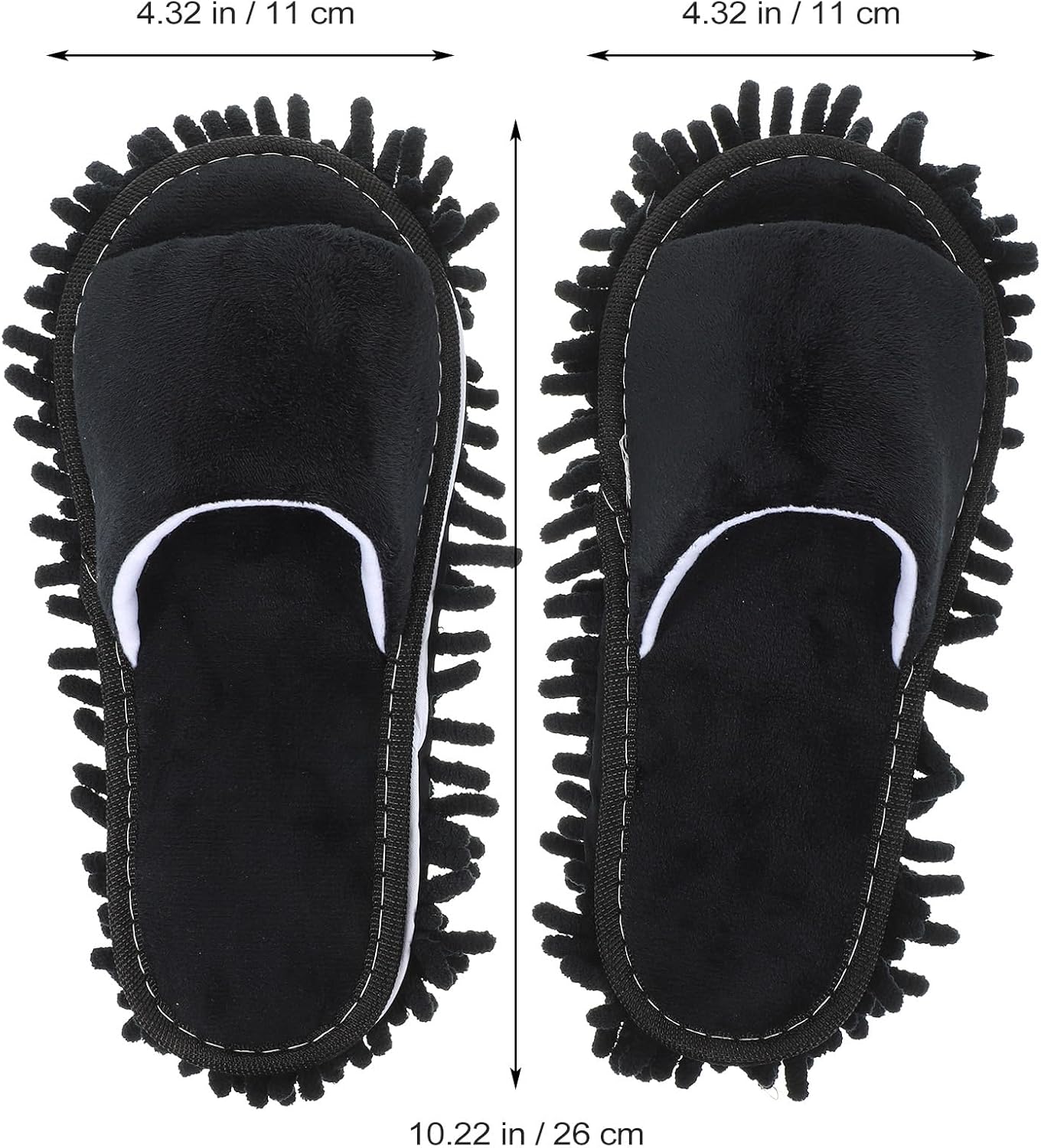 PACKOVE Floor Cleaning Mop Slippers 1 Pair Black