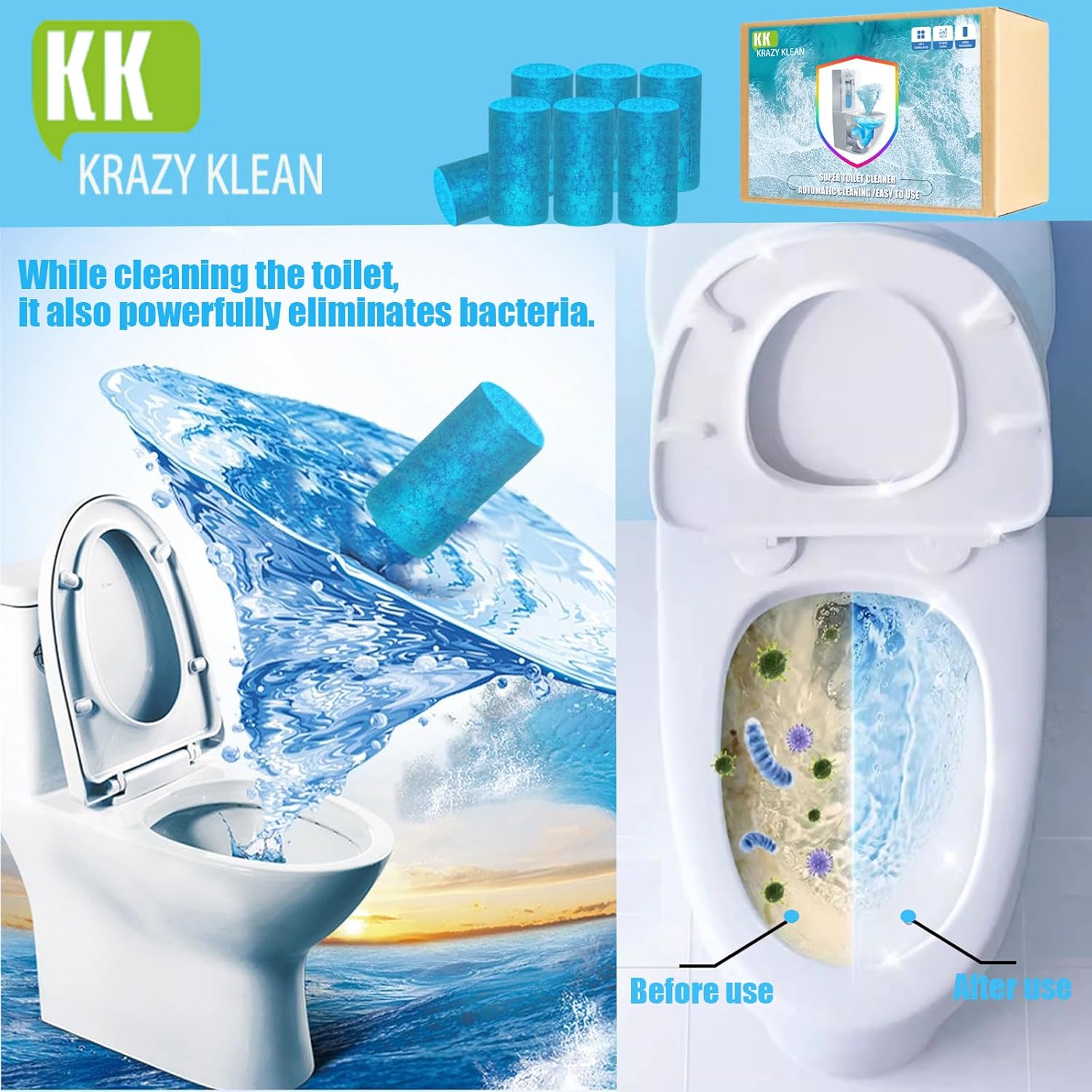 Krazy Klean Toilet Cleaner 7Pcs Set