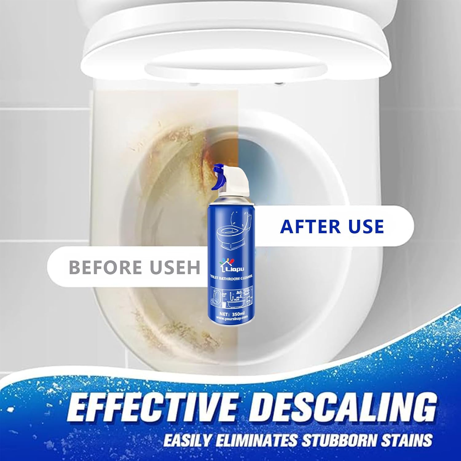 Liapu Toilet Bowl Cleaner - Odor Free Eco Safe Fast Stain Removal