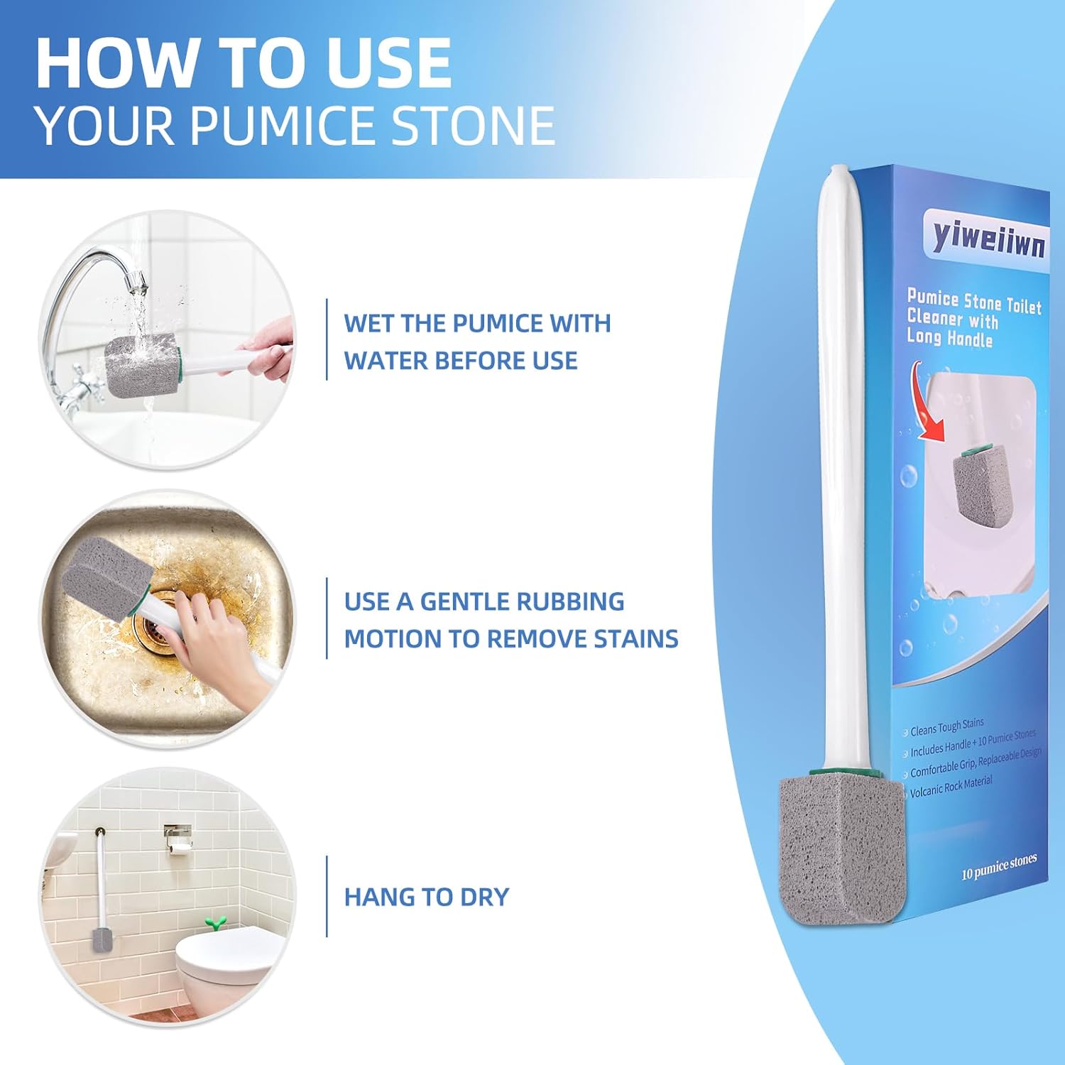 Pumice Stone Toilet Cleaner with Long Handle