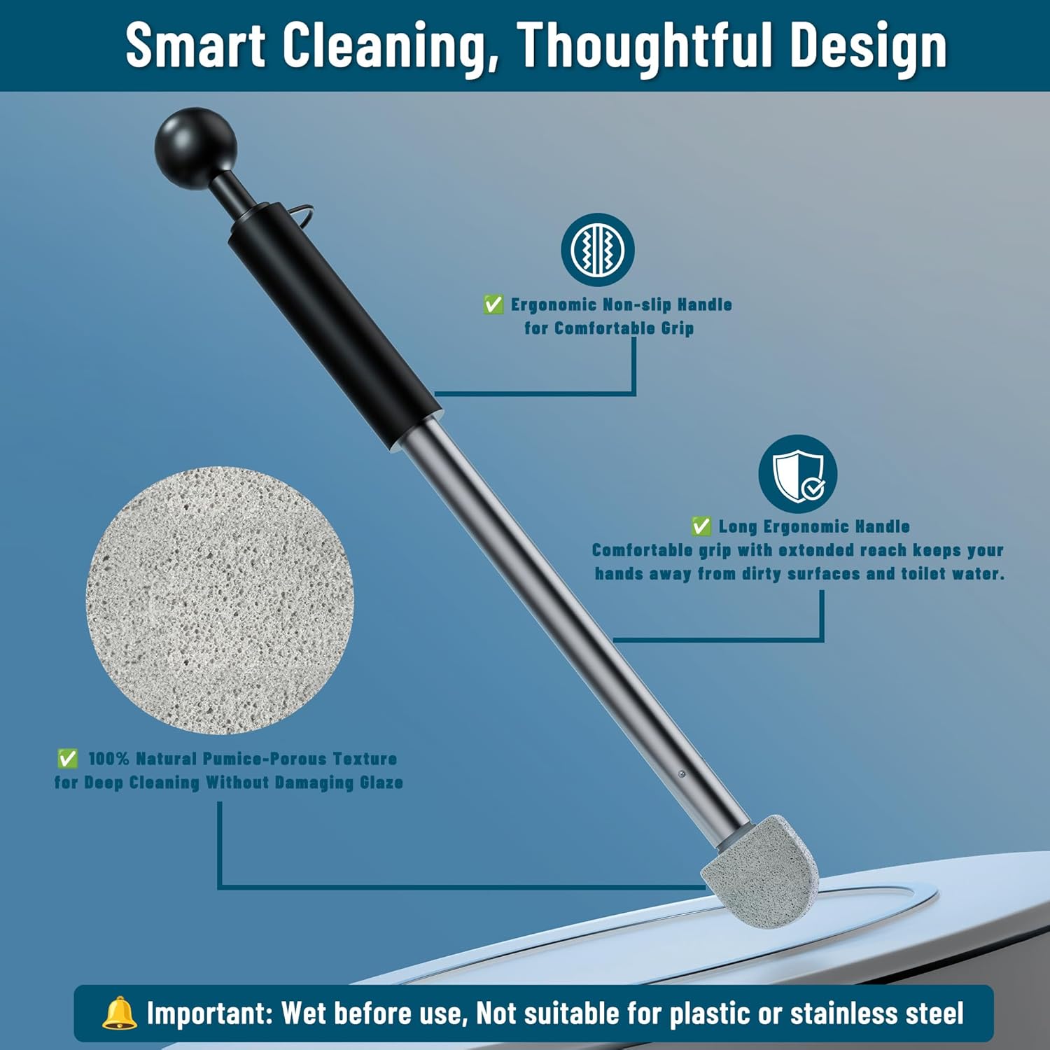 YINGMORE Pumice Stone Toilet Cleaner with Handle 1