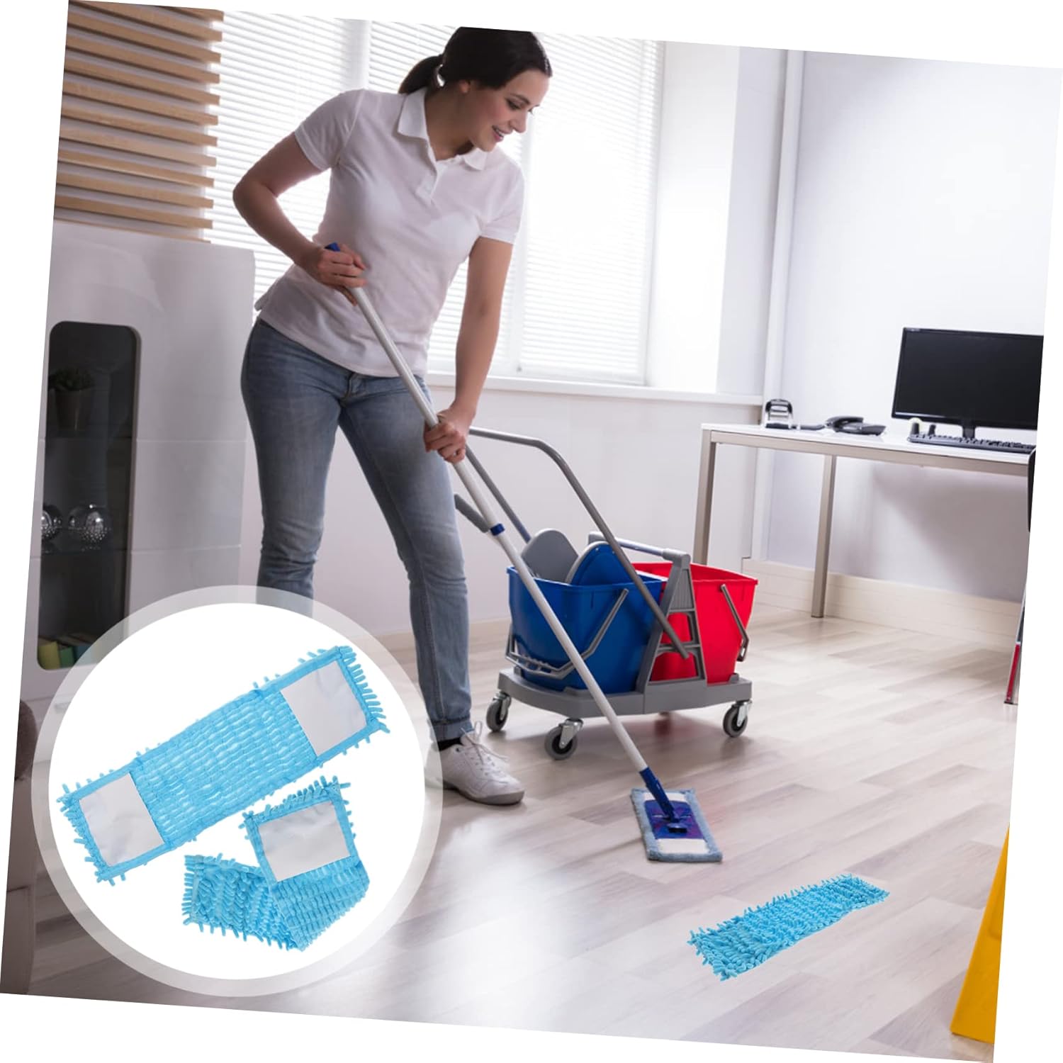 Ipetboom 2pcs Blue Mop Cloth Replacement for Home Use