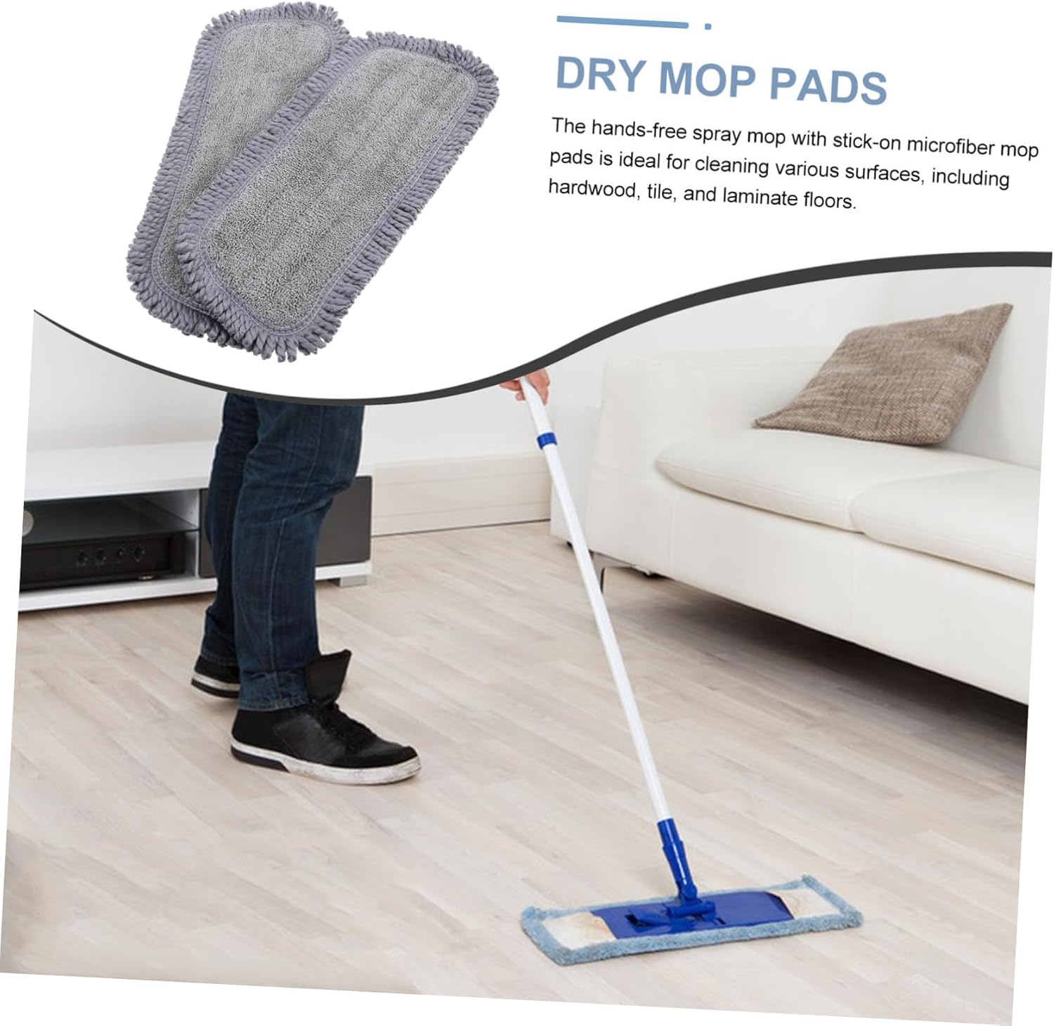 2pcs Microfiber Mop Replacement Pads Reusable