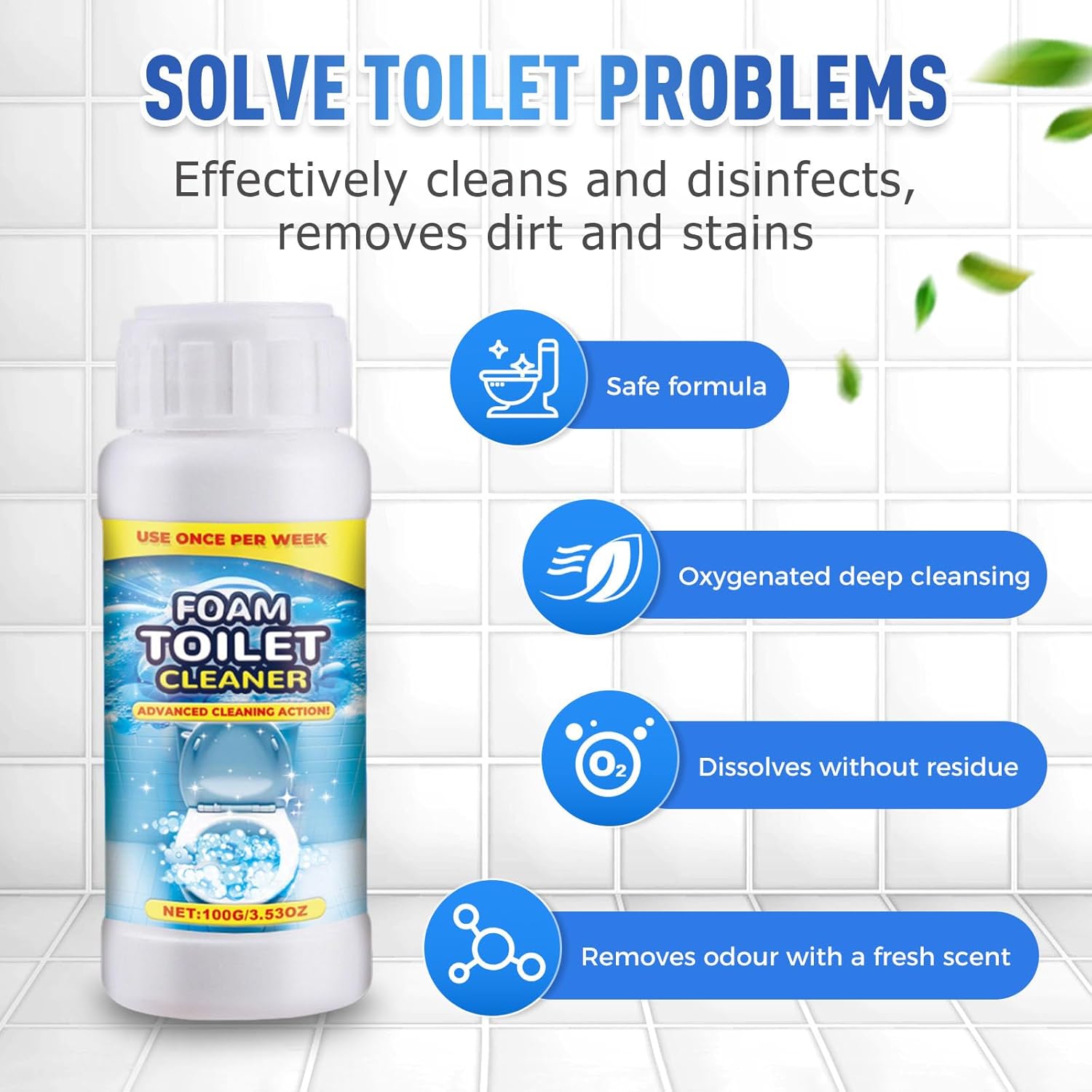 HISKI Foam Toilet Cleaner - 1oz Powerful Instant Bowl Cleaner