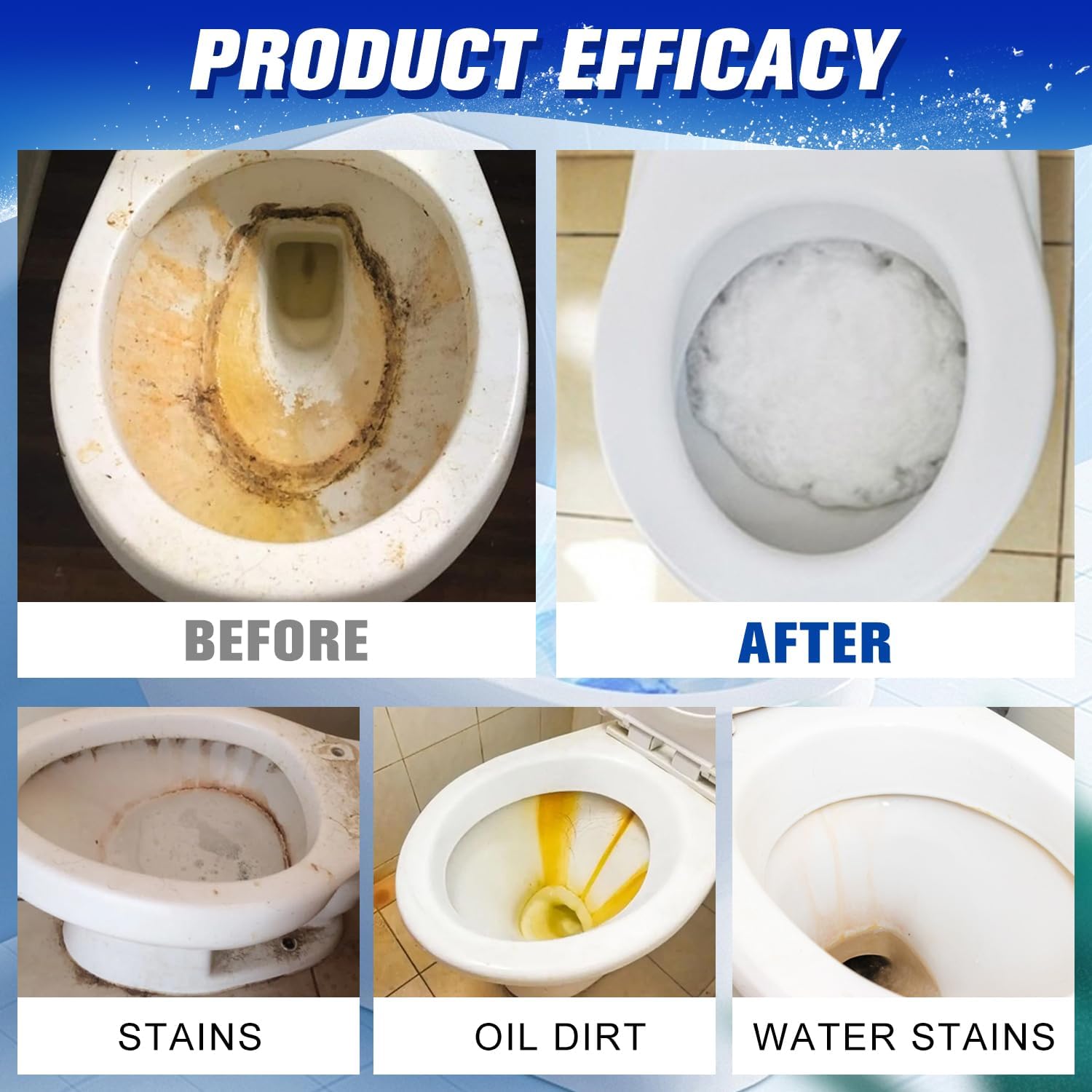 Iaolose 2PCS Toilet Cleaner with Deep Cleaning Powder