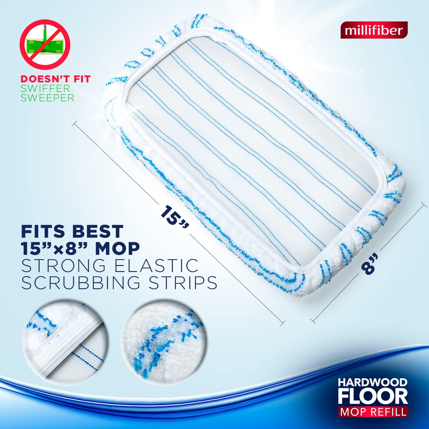 Microfiber Mop Refills 15x8 Inches 12-Pack