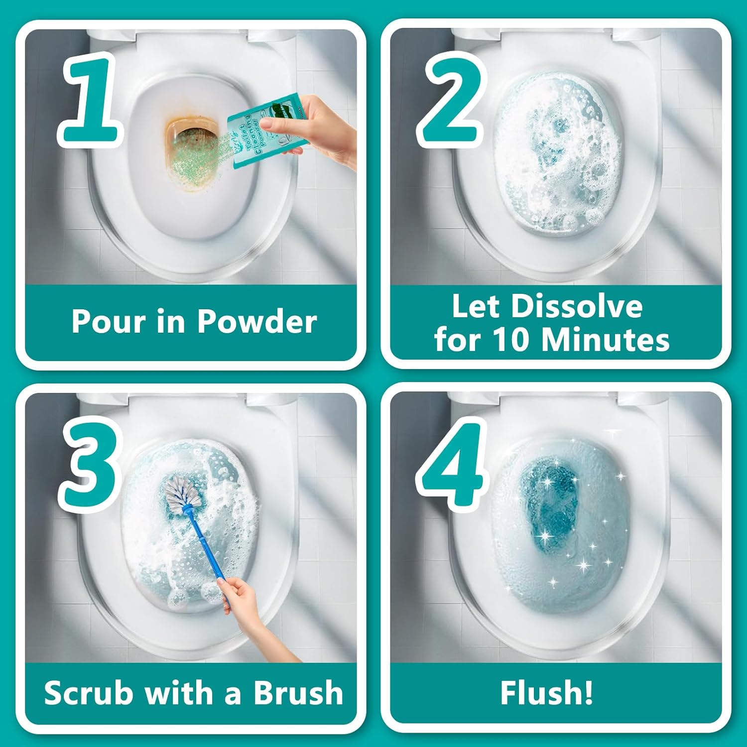 Krris Foaming Toilet Bowl Cleaner Powder 4 Packs 3 oz 1