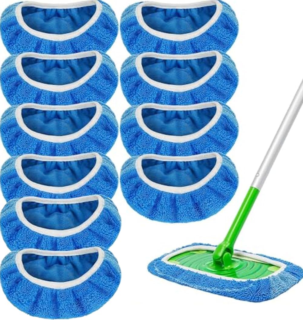 10 Pack Reusable Microfiber Mop Pads - Swiffer Compatible