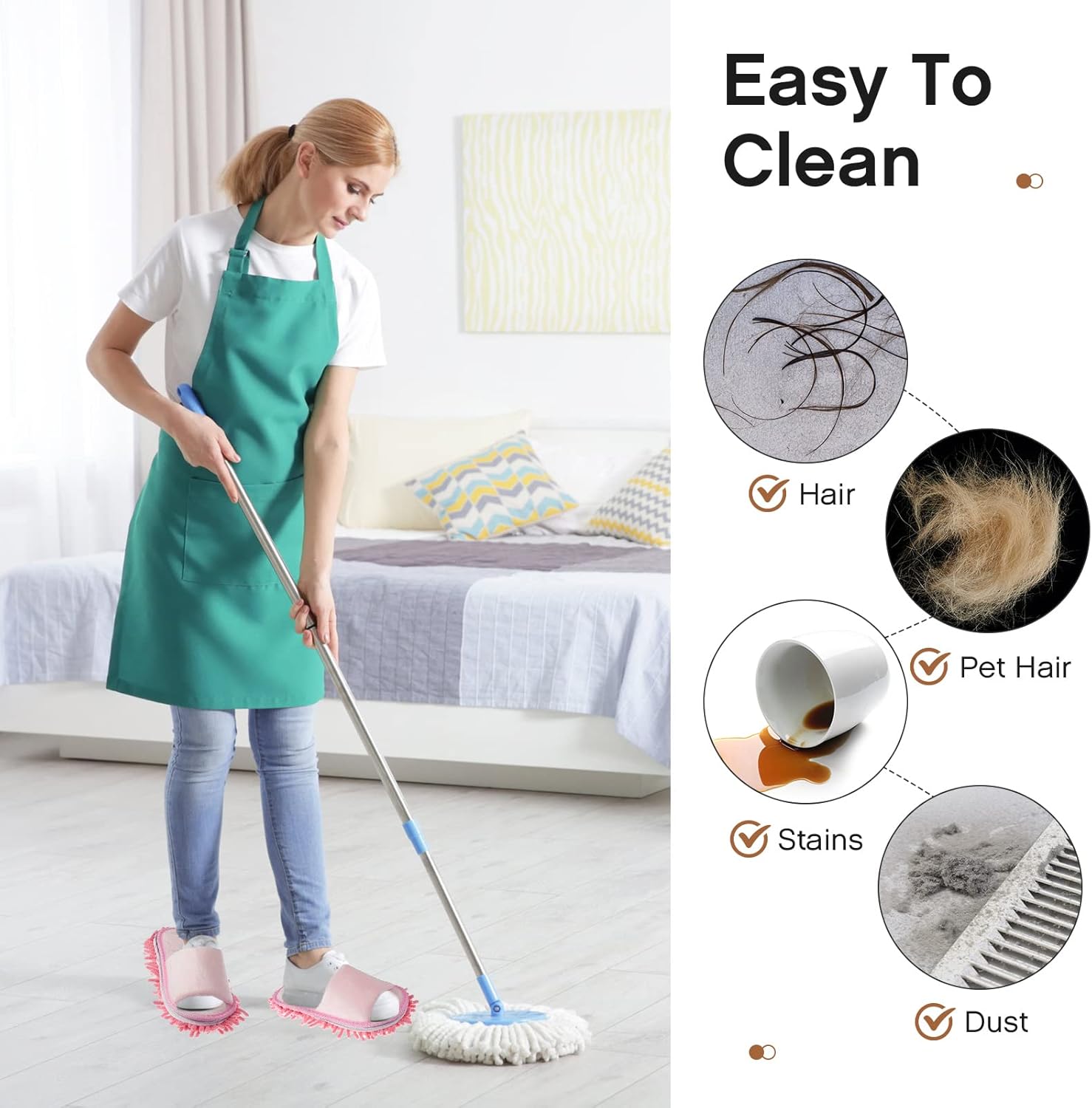 Jecery 2 Pairs Microfiber Mopping Slippers
