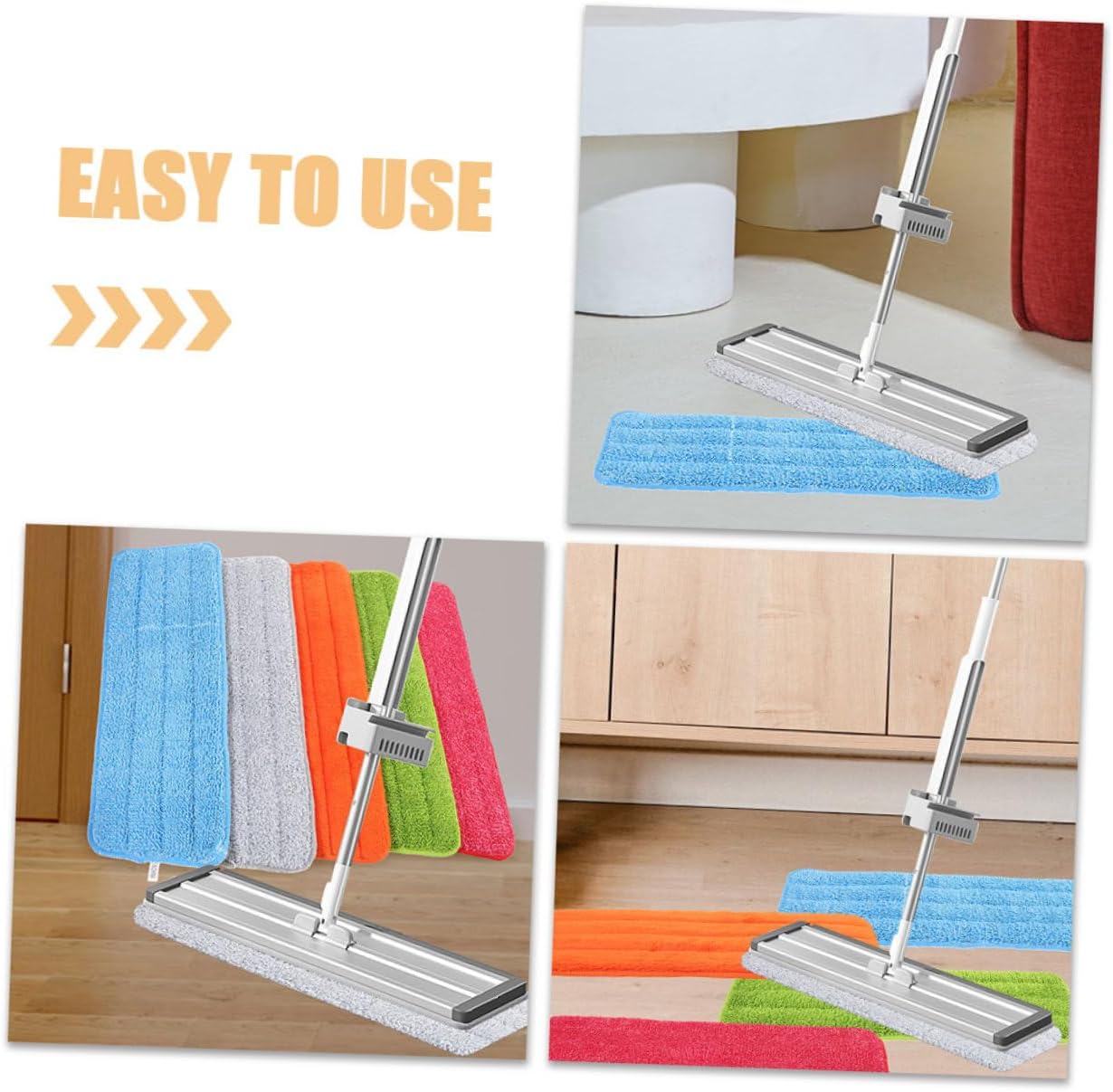 4Pcs Flat Mop Pads for Wet Dry Floor Cleaning