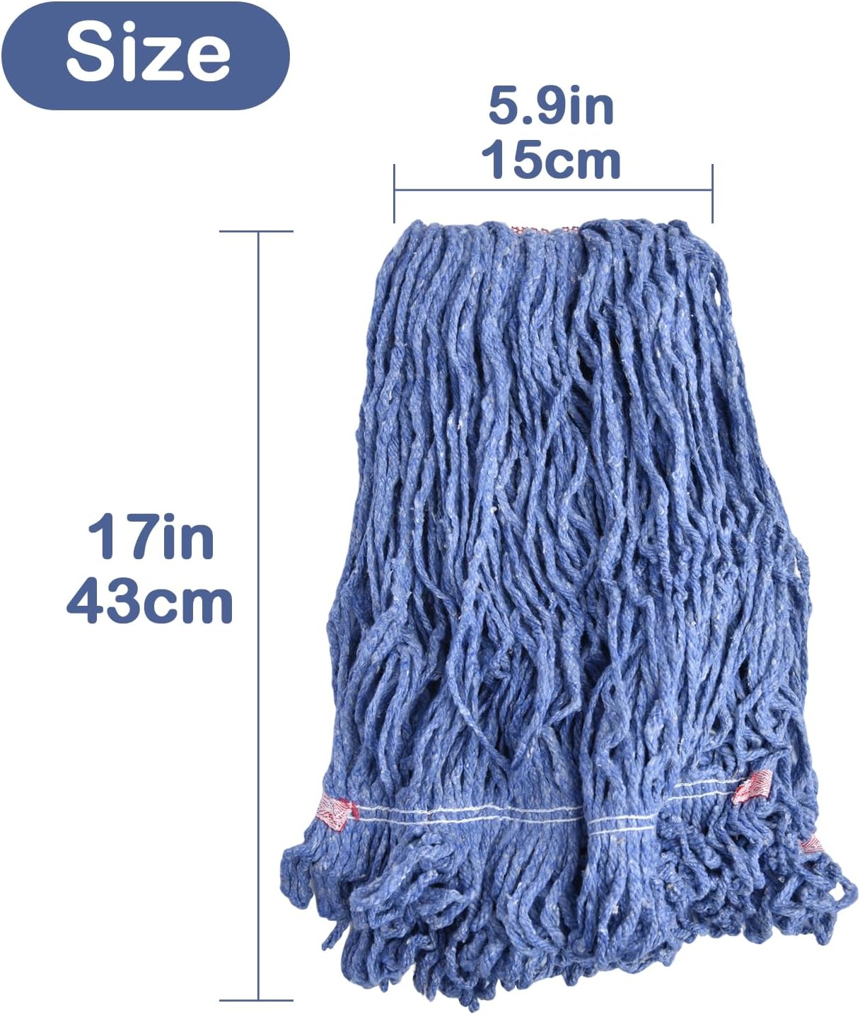 Loop-End Mop Head Replacement 6 Pack Blue Heavy Duty