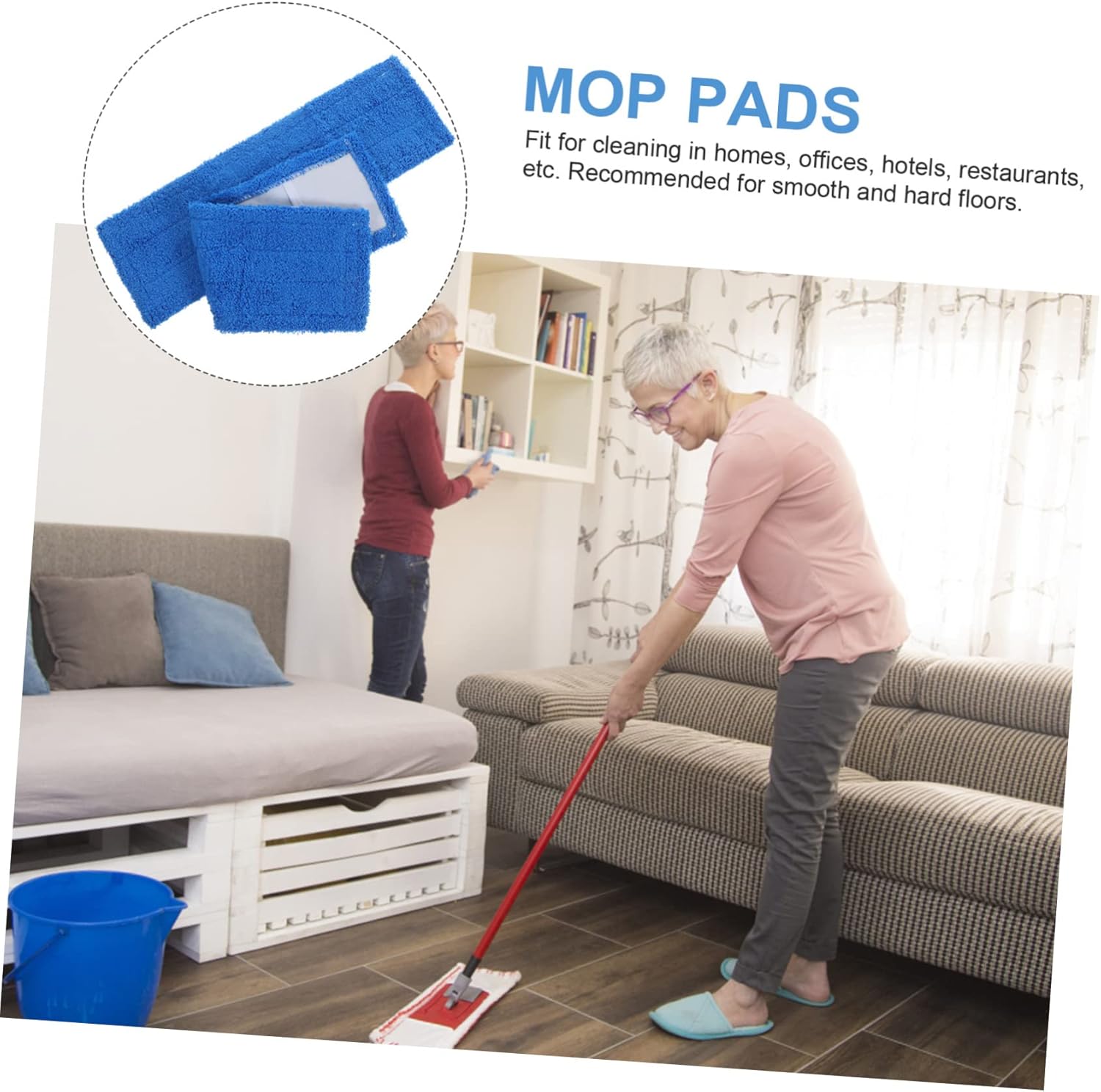 Blue Reusable Mop Pads for Hardwood Floors