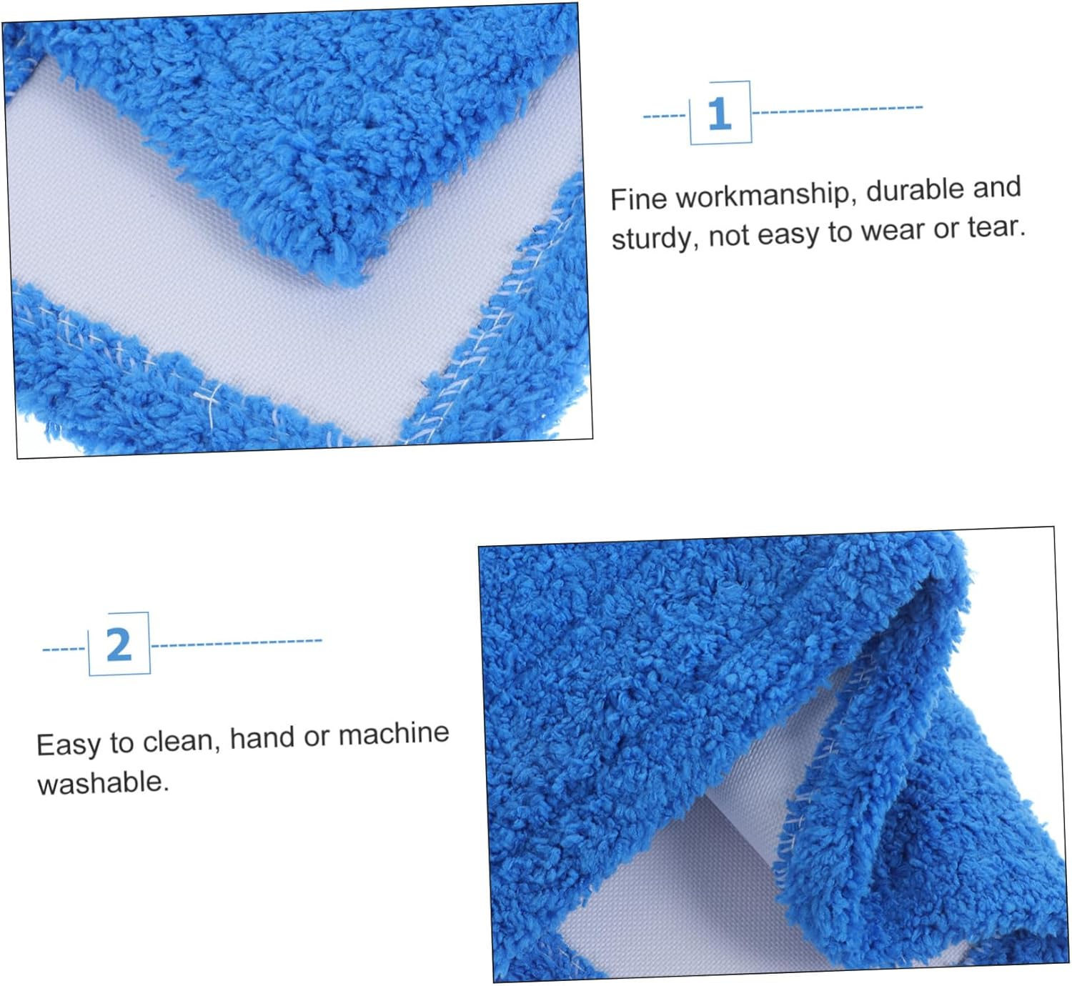2Pcs Coral Fleece Mop Pads Reusable Washable