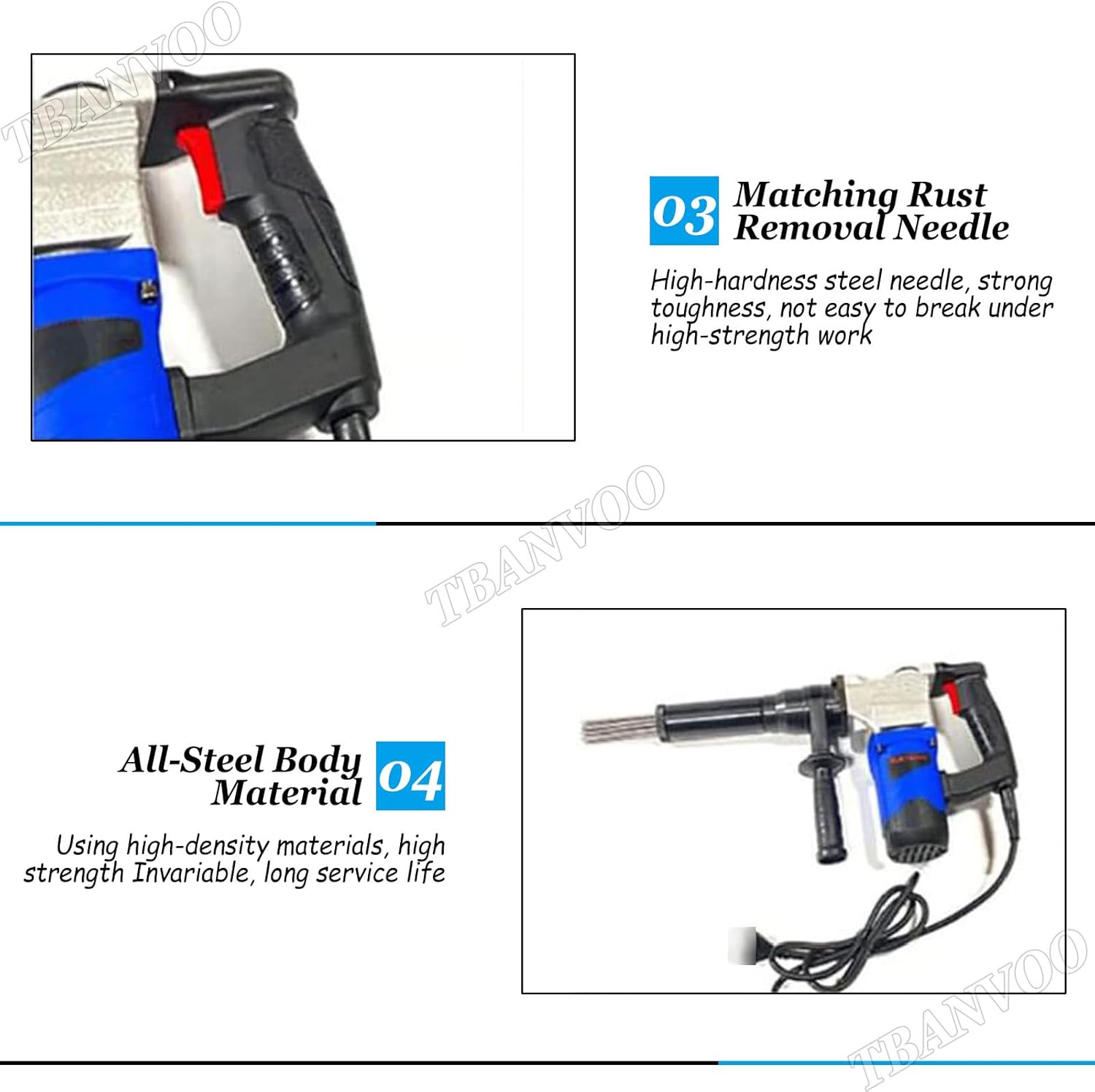 TBANVOO Electric Rust Removal Tool with 3600-4500 RPM