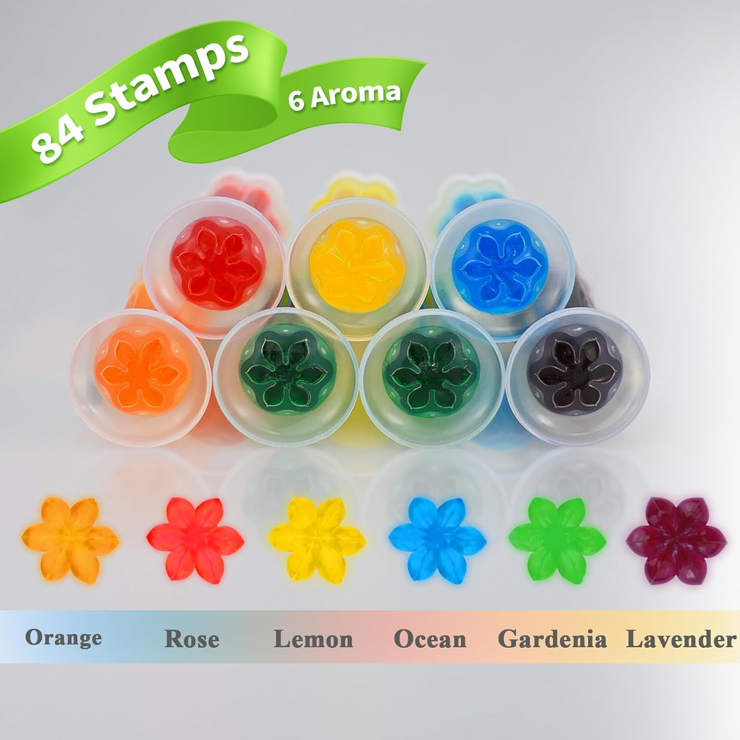84 Flowers Toilet Gel Stamps with Scent