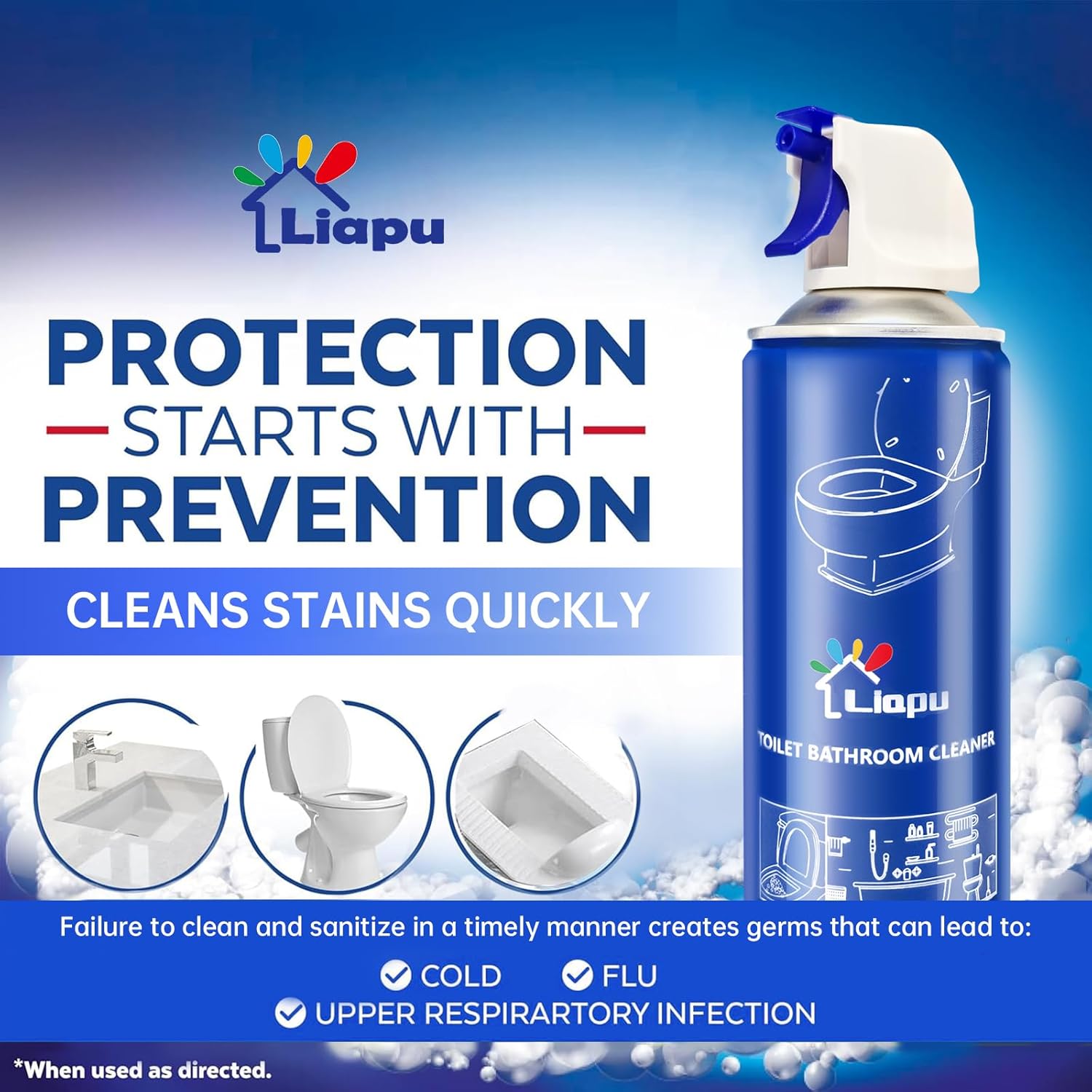 Liapu Toilet Bowl Cleaner - Odor Free Eco Safe Fast Stain Removal