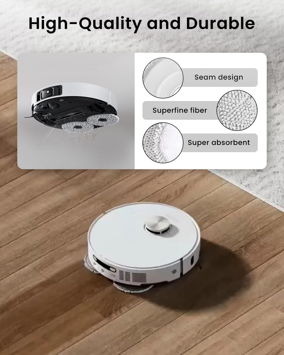 Rrochio Microfiber Mop Pads for Dreame Robot Vacuums