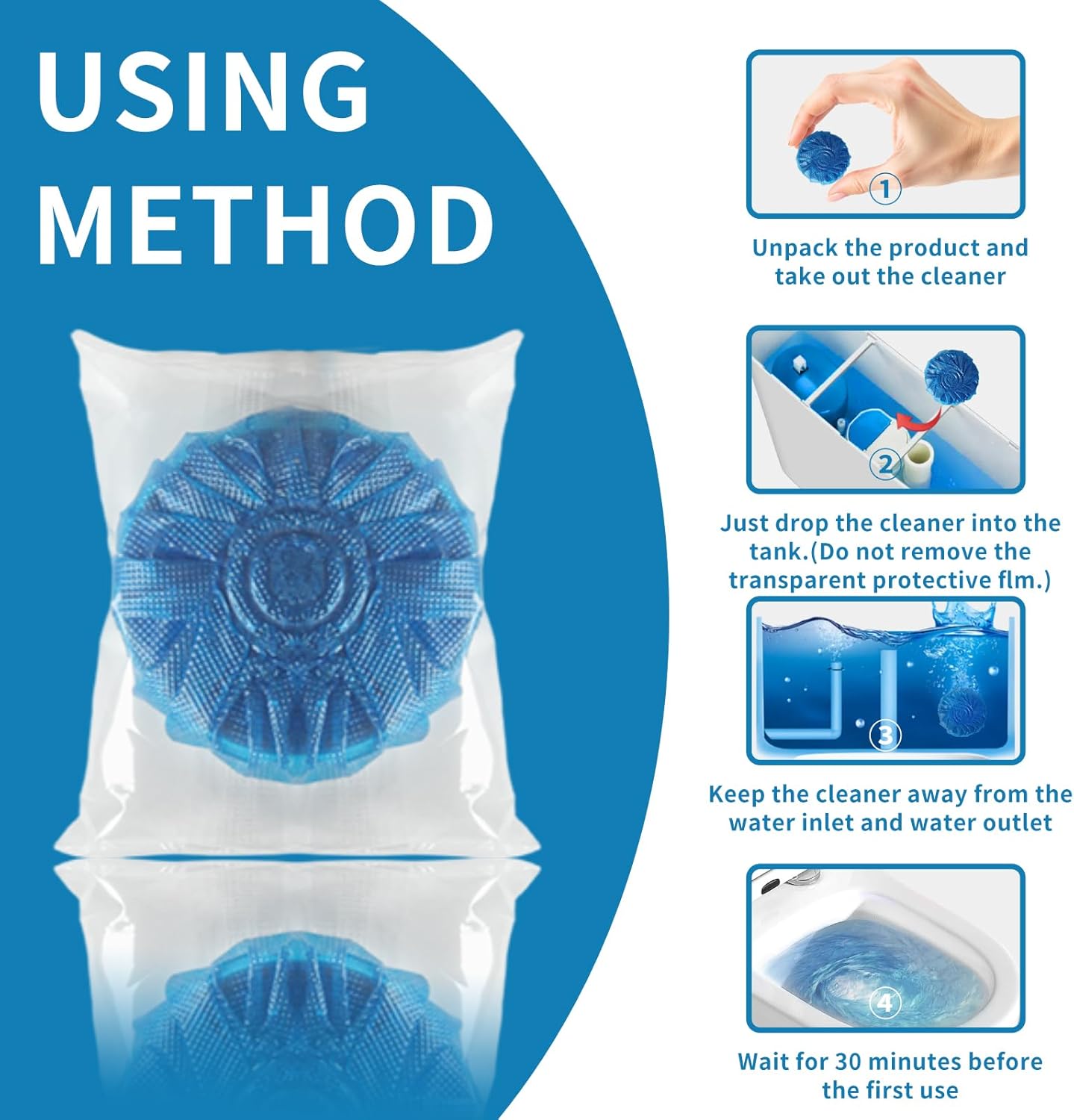 Senmenda 50 Pack Blue Toilet Bowl Cleaner Tablets