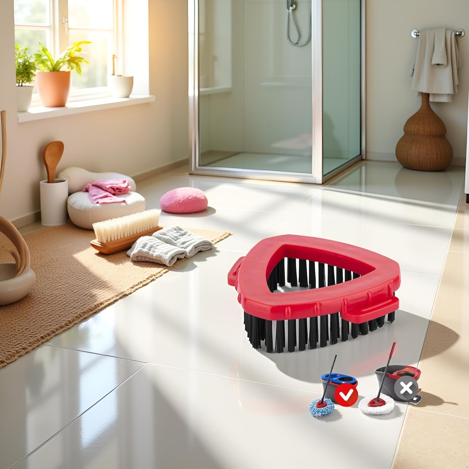 Tustao Spin Mop Replacement Head Base Scrub Brush for 2 Tank System