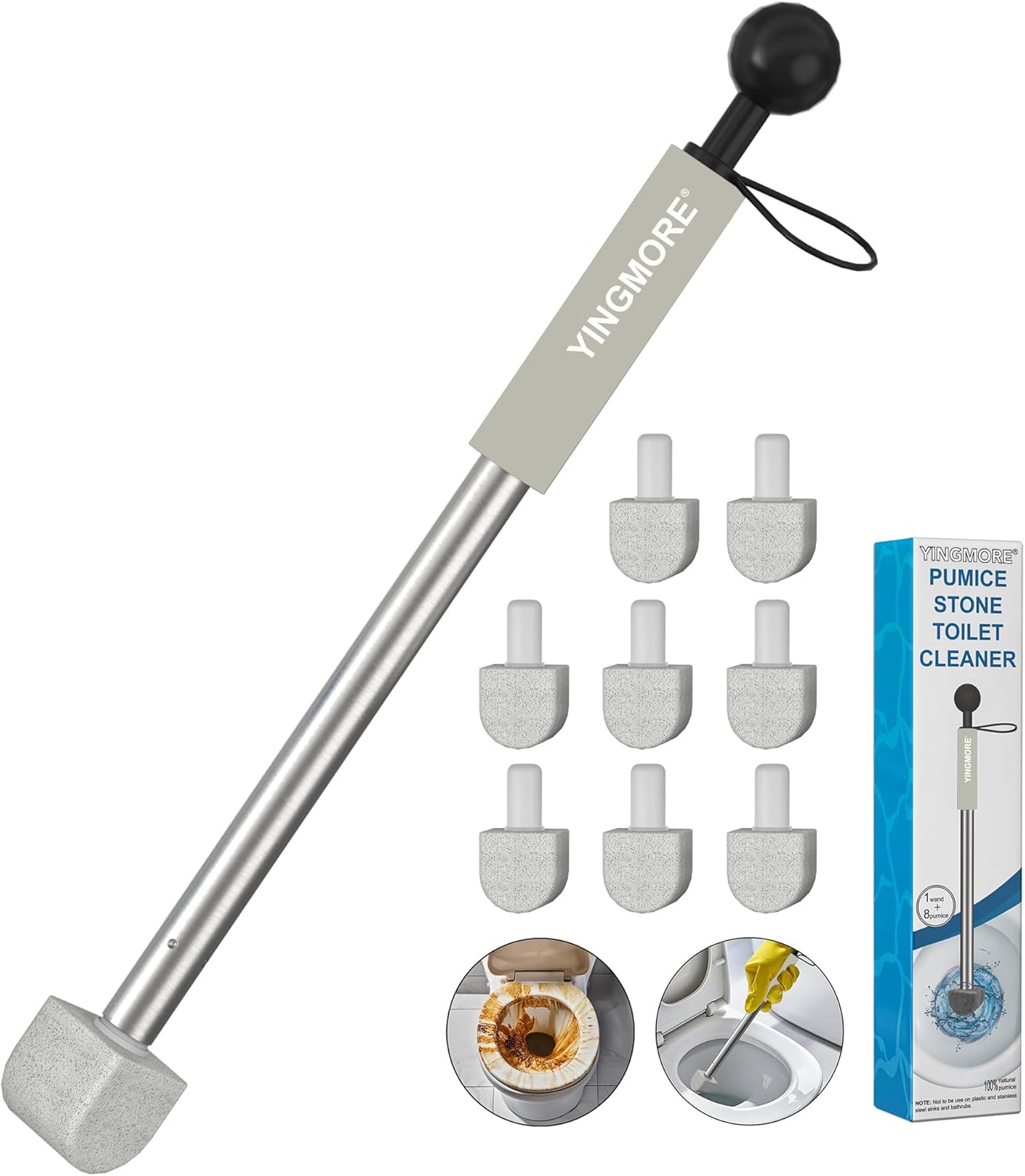 YINGMORE Pumice Stone Toilet Cleaner with Long Handle