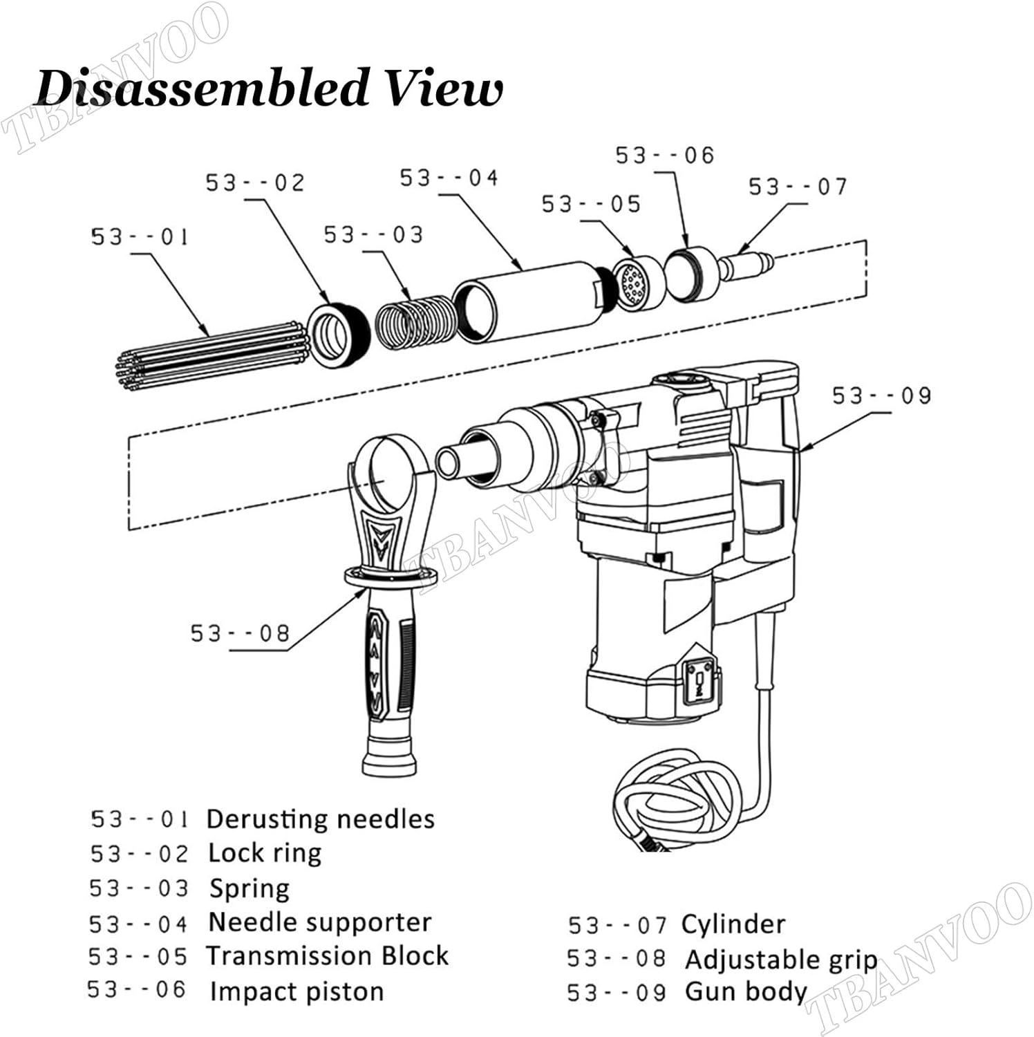 TBANVOO Electric Rust Removal Tool with 3600-4500 RPM