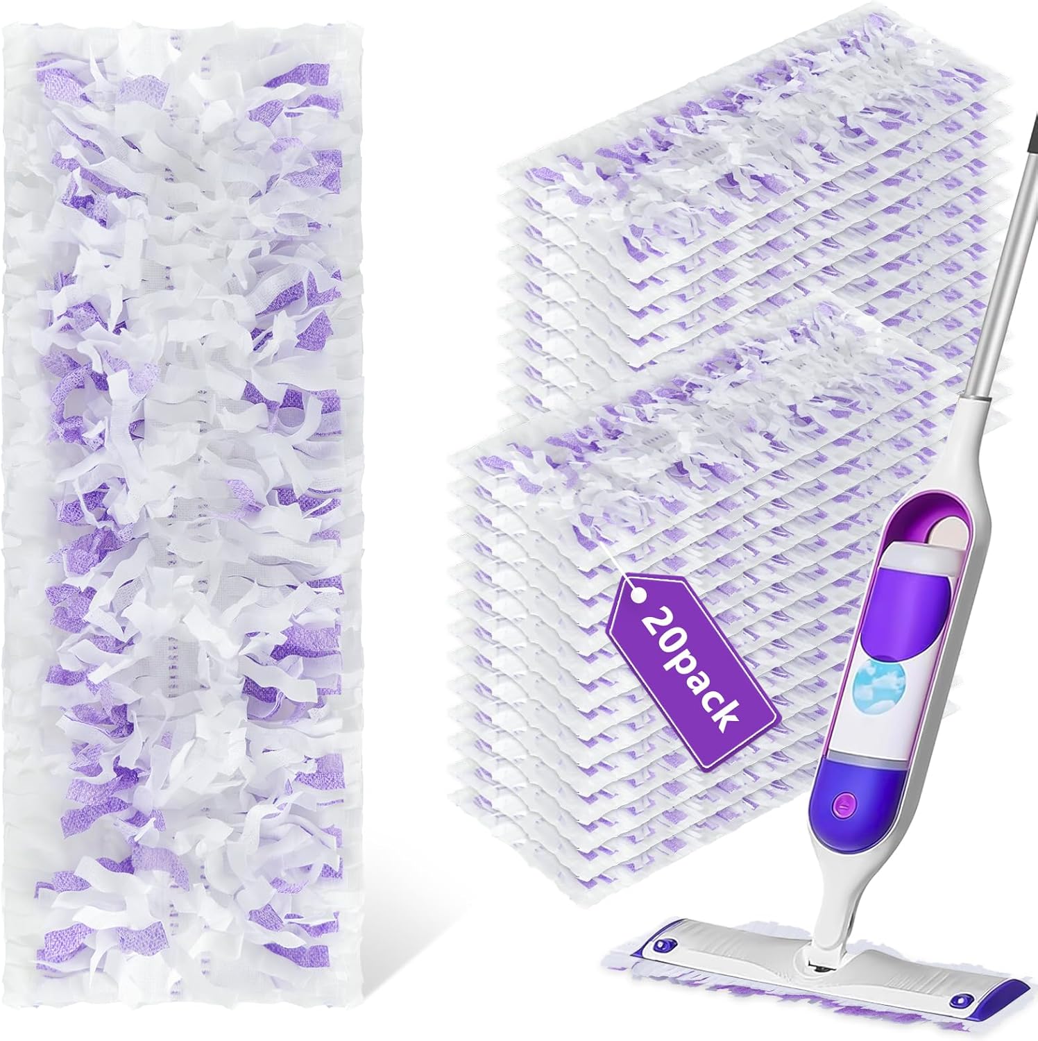 20 Pack ZQZiQi Power Mop Refills for Multi-Surface and Wood Mopping