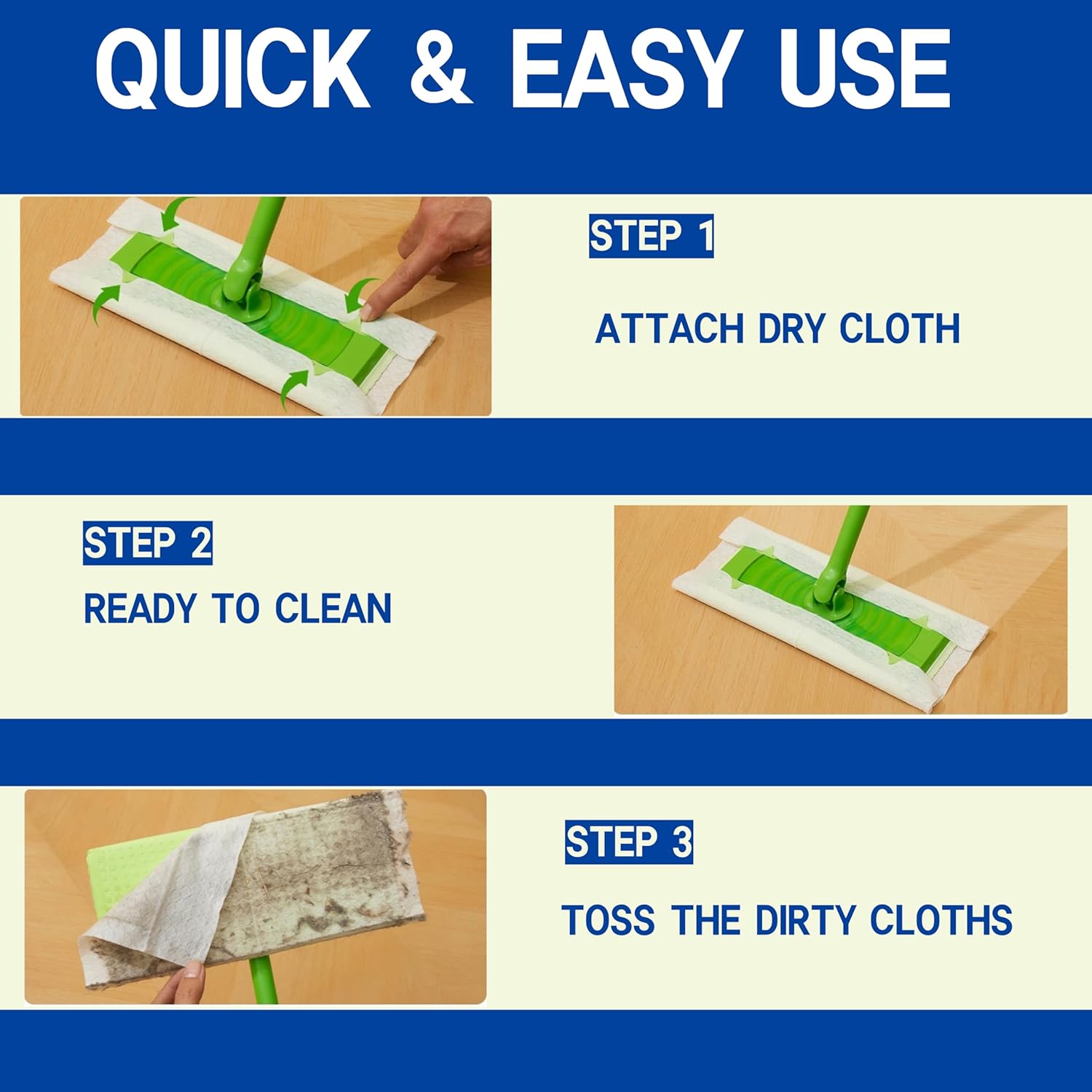 Peachicha Dry Sweeping Cloths Refills for Swiffer 80 Count Pack