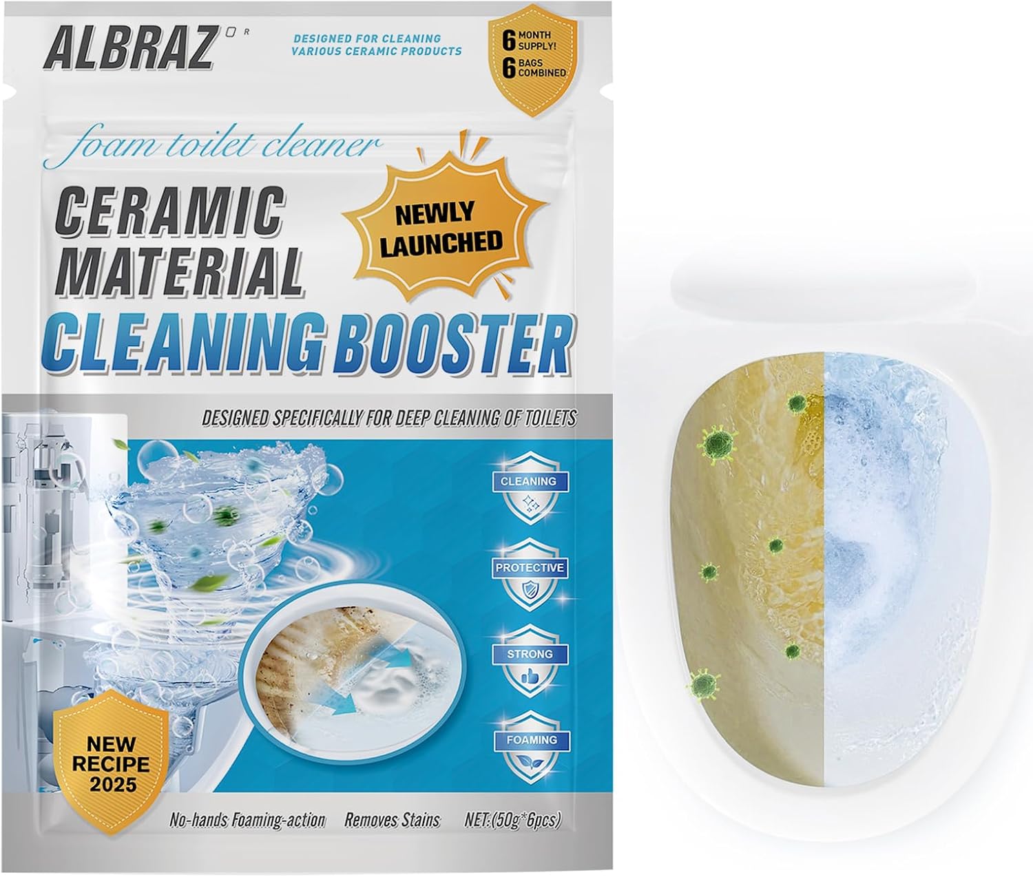 ALBRAZ New-Splash Foam Toilet Cleaner 50g6pcs