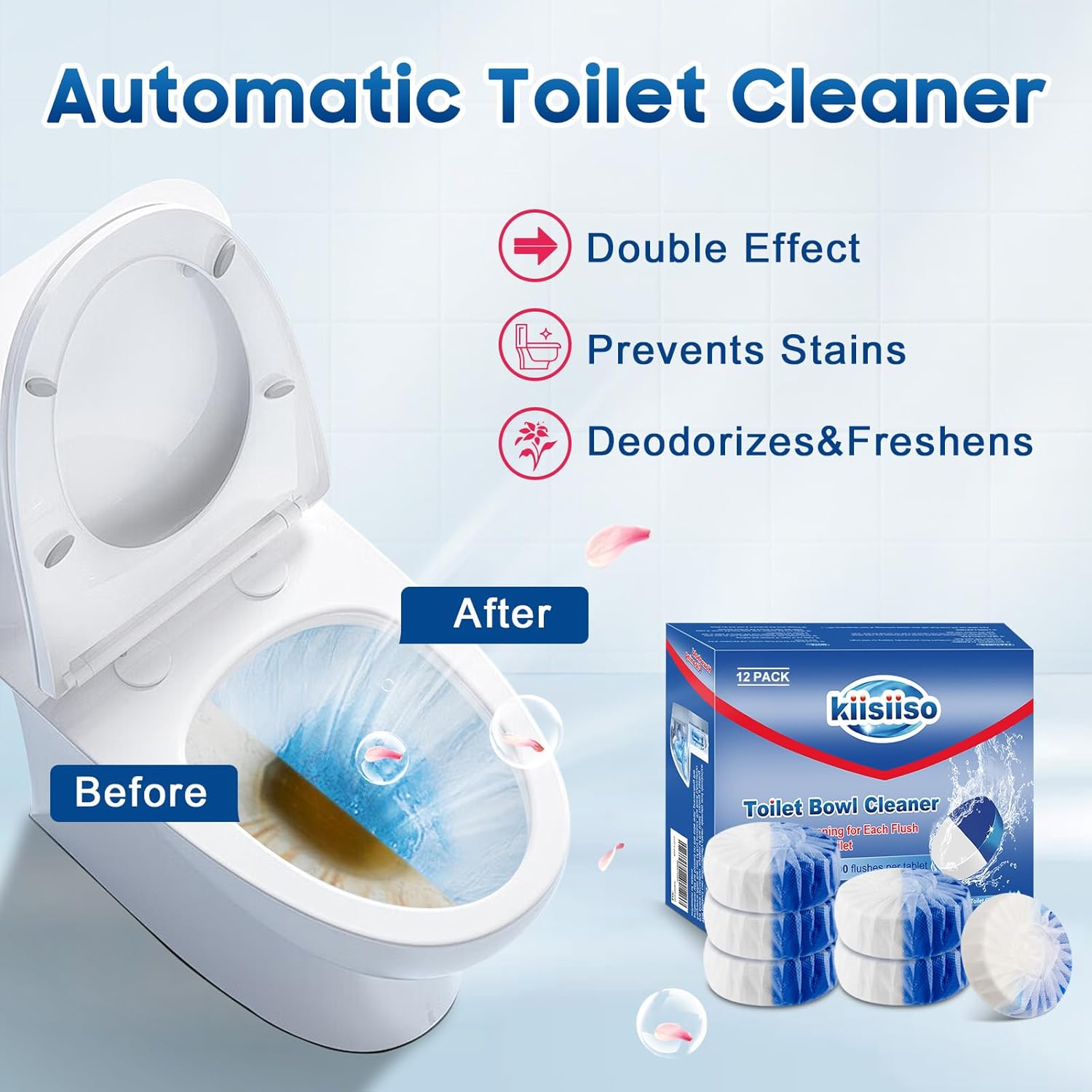 KIISIISO Toilet Bowl Cleaner Tablets 12-Pack