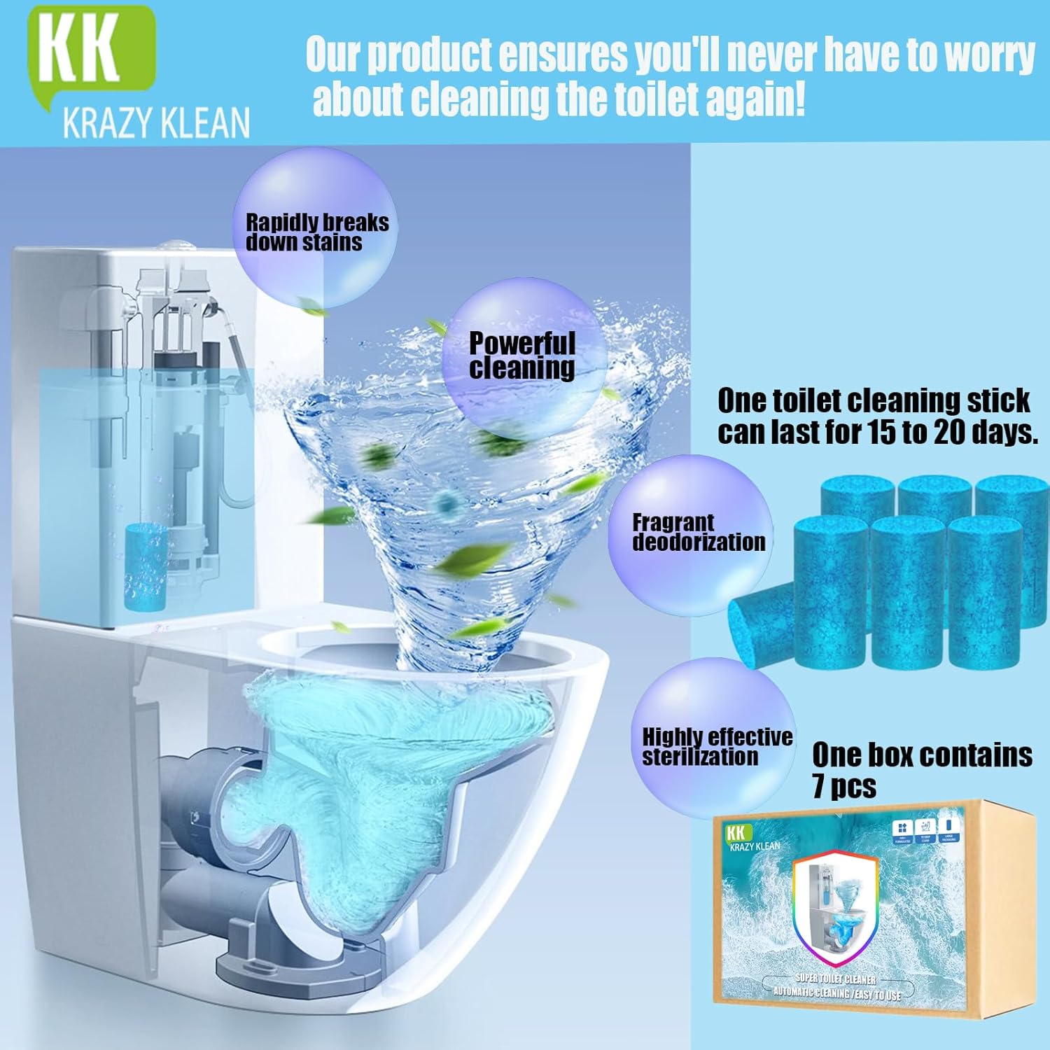 Krazy Klean Toilet Cleaner 7Pcs Set