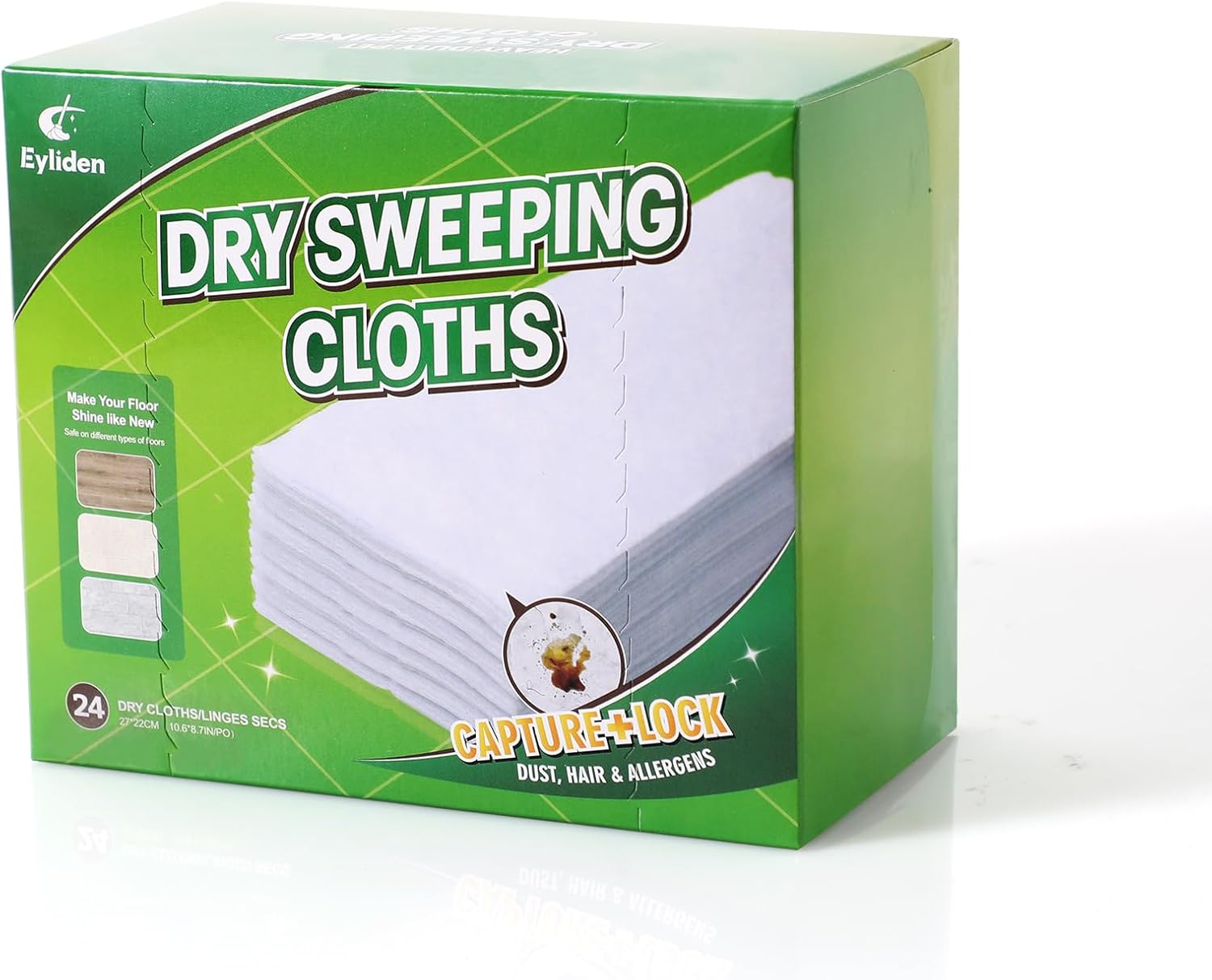 Eyliden 24 Count Dry Mop Pads 10 Inch Replacement for Sweeper Mops