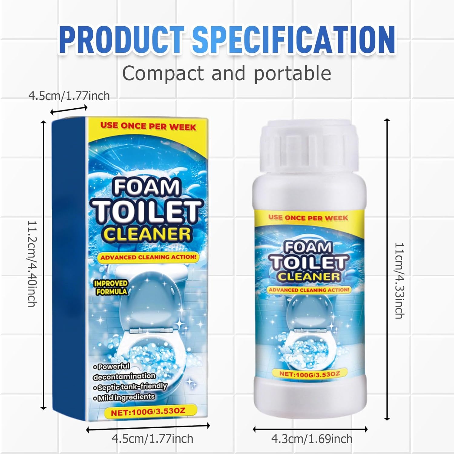 HISKI Foam Toilet Cleaner - 1oz Powerful Instant Bowl Cleaner