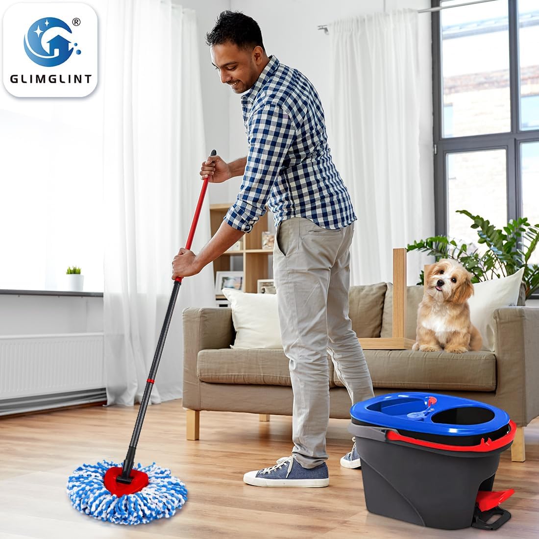 GLIMGLINT Mop Replacement Heads 3 Pack for RinseClean 2 Tank System