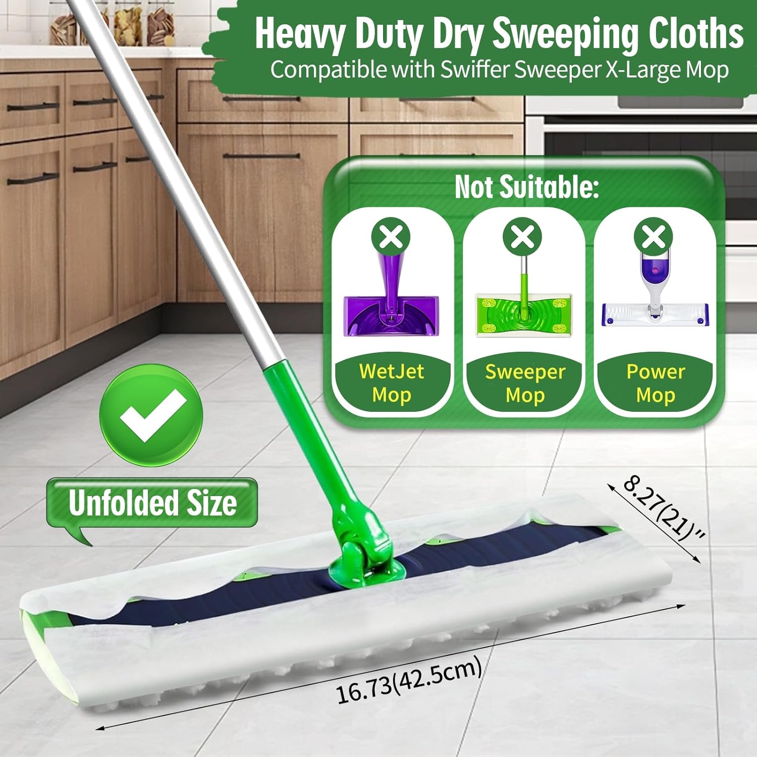 Senowi Heavy Duty Dry Cloths for Swiffer XL Mop 50 Count