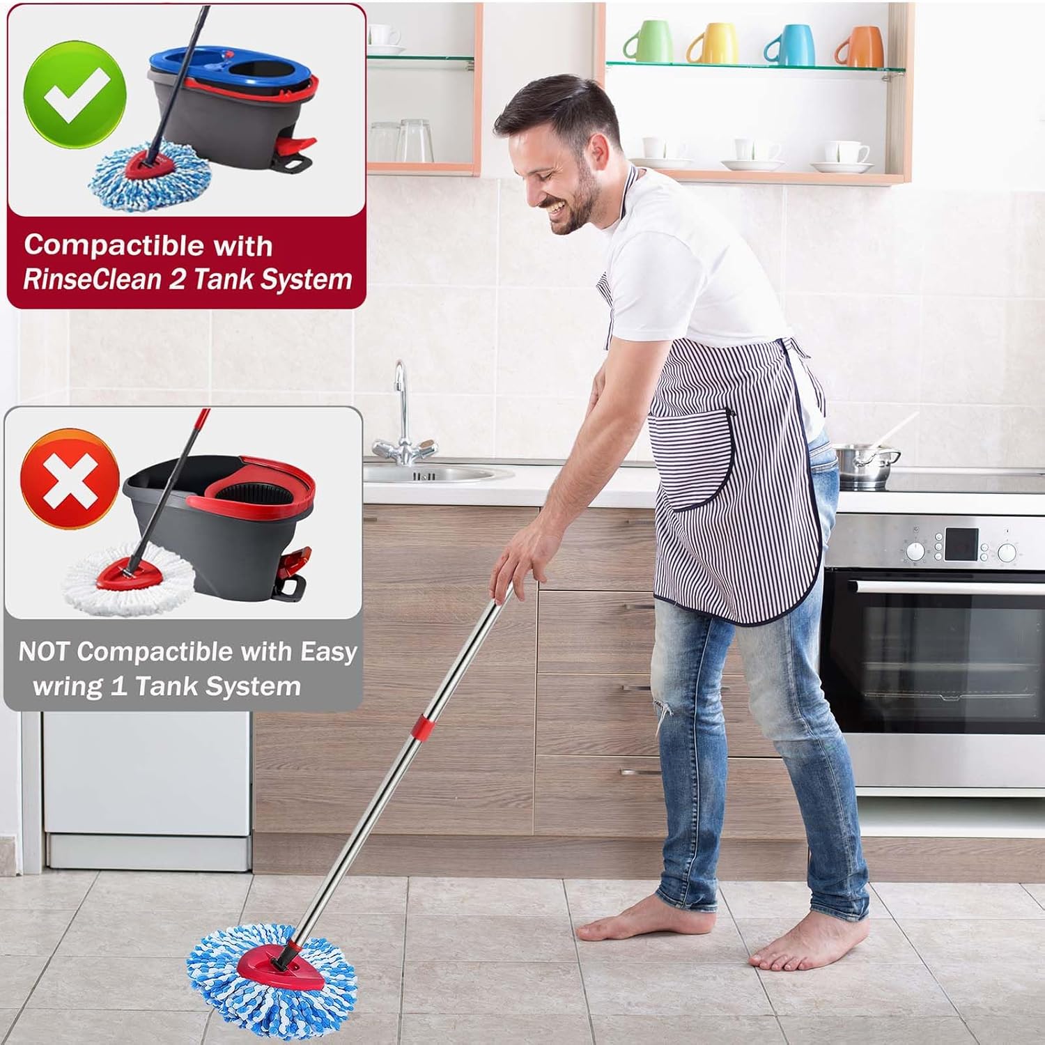 Fazlynyi Spin Mop Replacement Heads 2-Tank System
