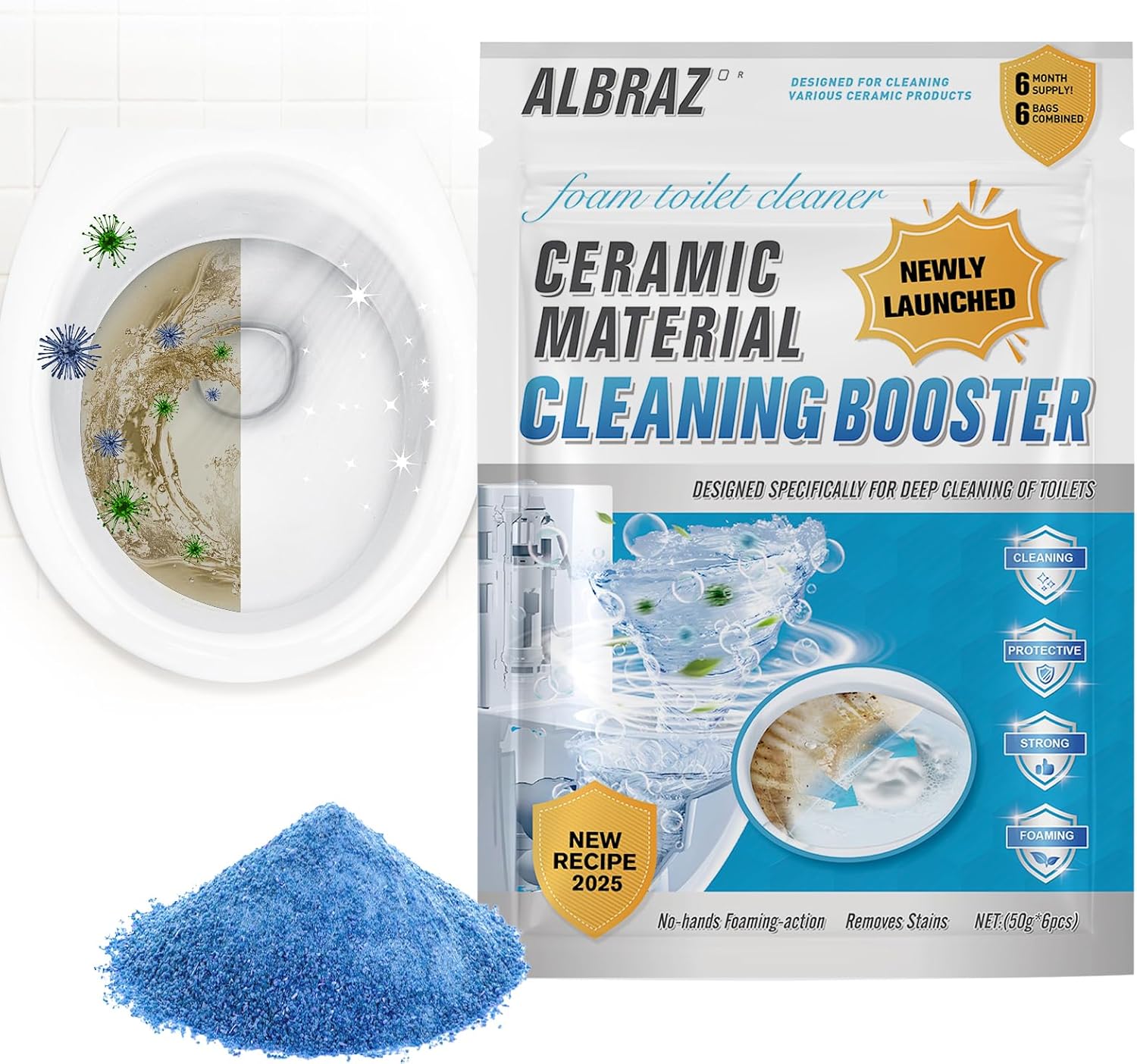 ALBRAZ Splash Foam Toilet Cleaner - Automatic Deep Clean