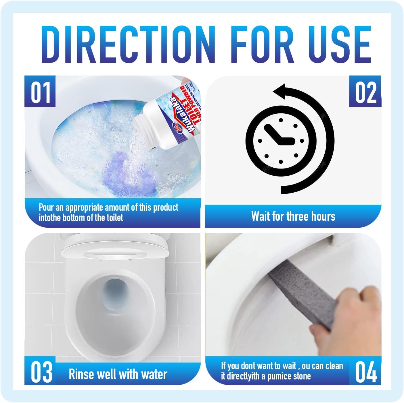 WUKALAKA Pumice Sticks Toilet Cleaner with 250ml Foam Solution