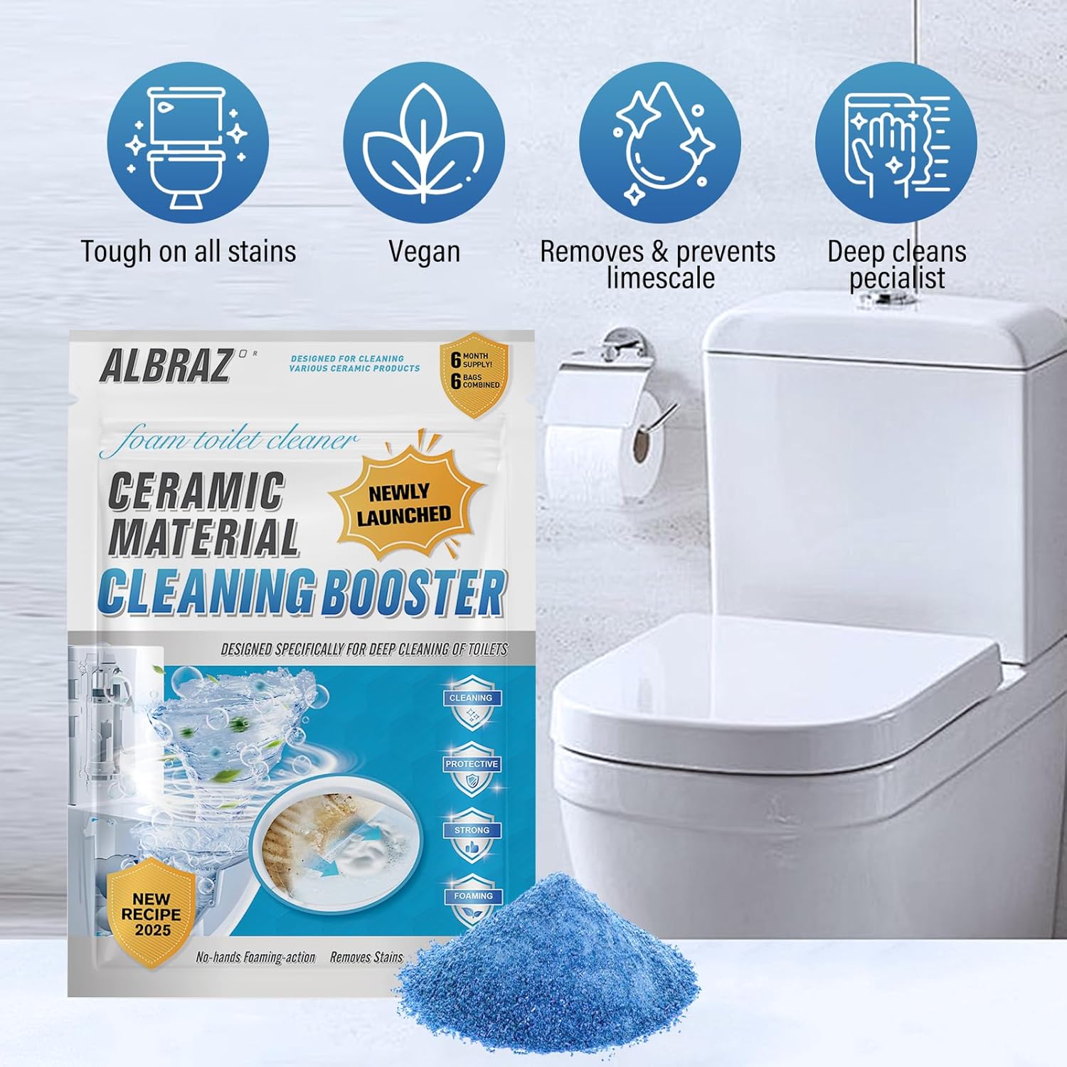 ALBRAZ Splash Foam Toilet Cleaner - Automatic Deep Clean