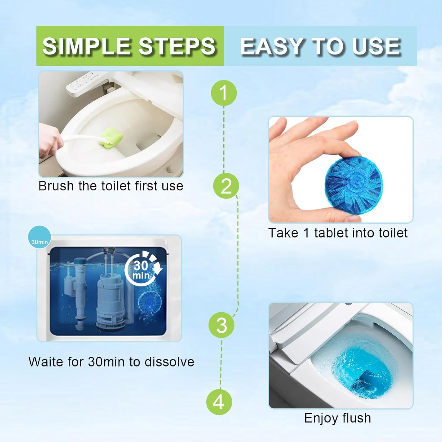 Msvvko Toilet Cleaner Tablets 40 Pcs Septic Safe