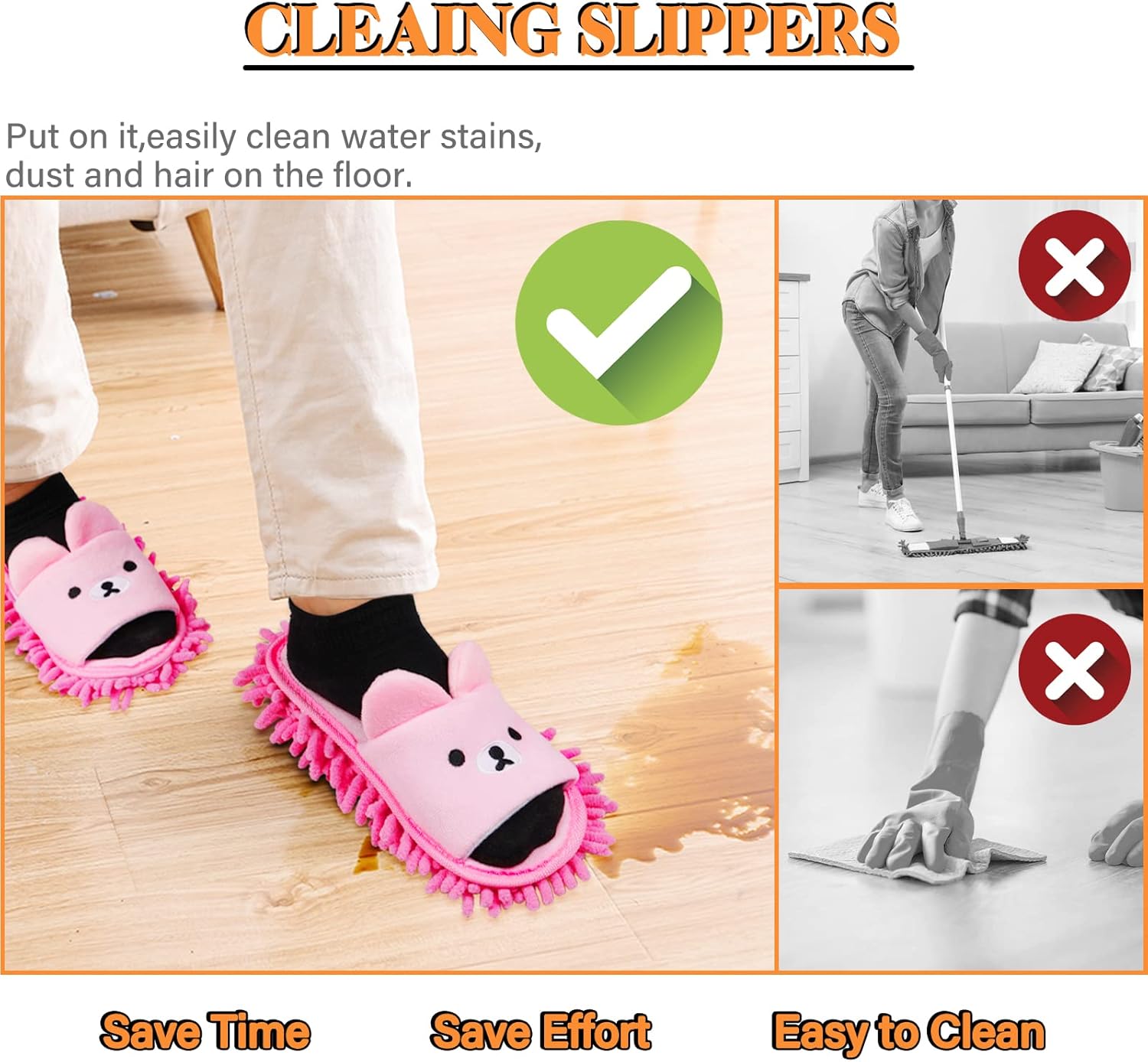 Liitrton Detachable Mop Slippers Microfiber Chenille Comfort Footwear