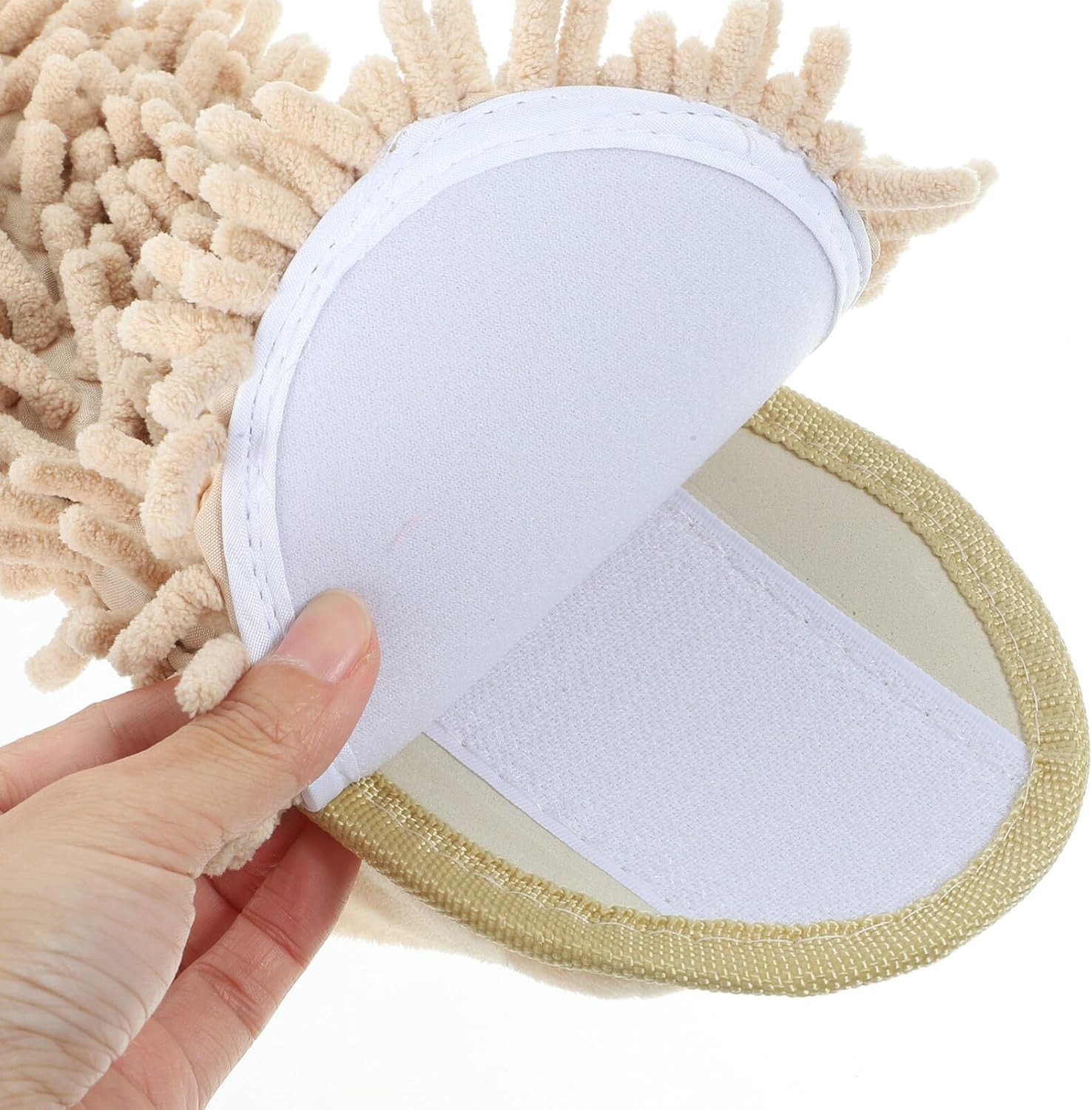 PACKOVE Women Fuzzy Mop Slippers with Toe Open Design 1