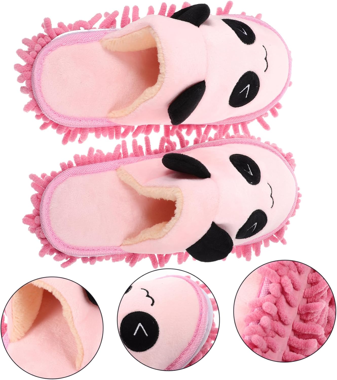 Packove 1pair Washable Mop Slippers with Panda Design
