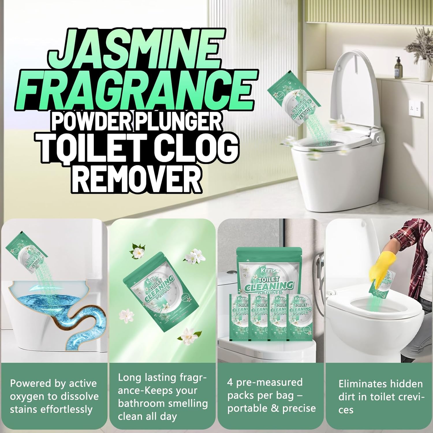 Krris Green Toilet Bowl Cleaner with Jasmine Scent