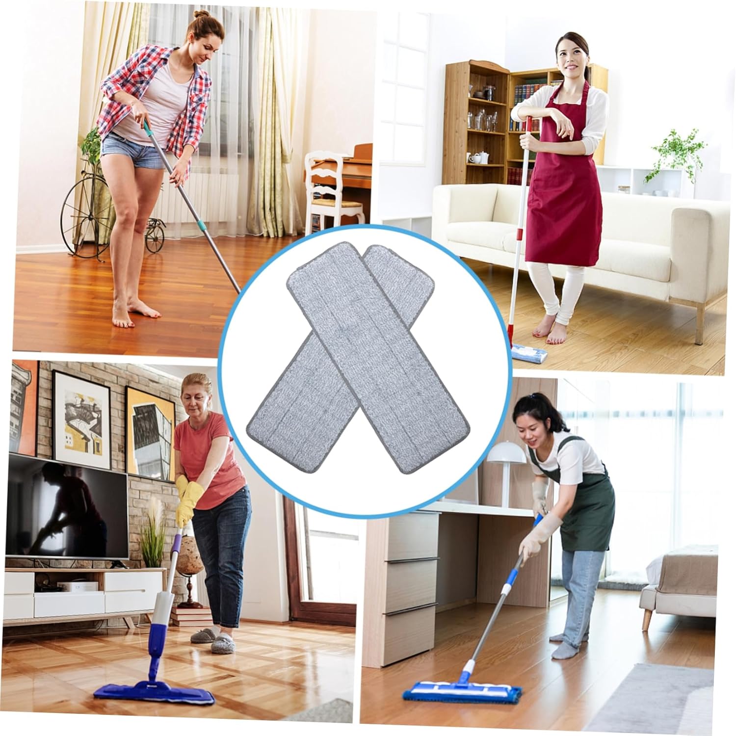 2pcs Microfiber Mop Pads for Wet Dry Cleaning 1