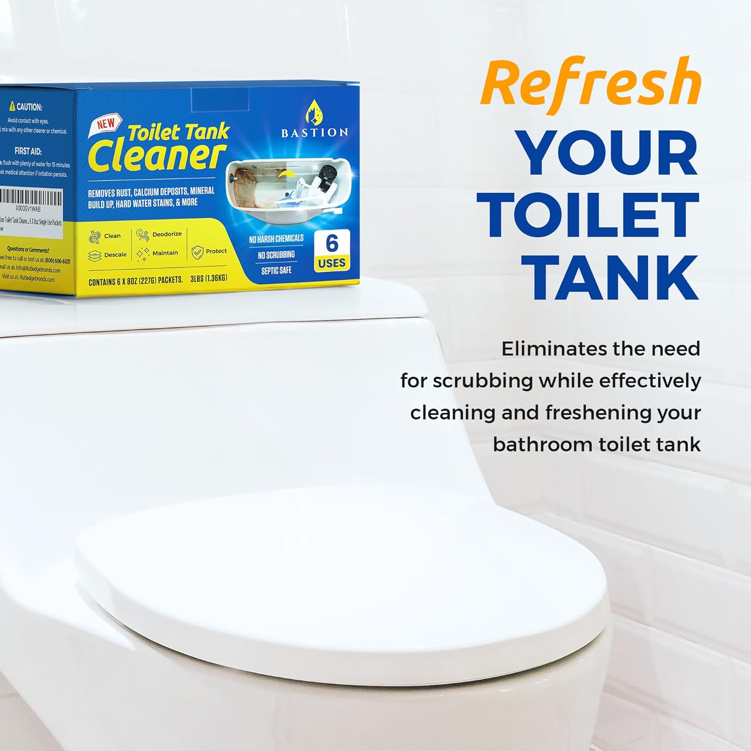 Bastion Toilet Tank Cleaner - 6 x 8oz Single Use Packets
