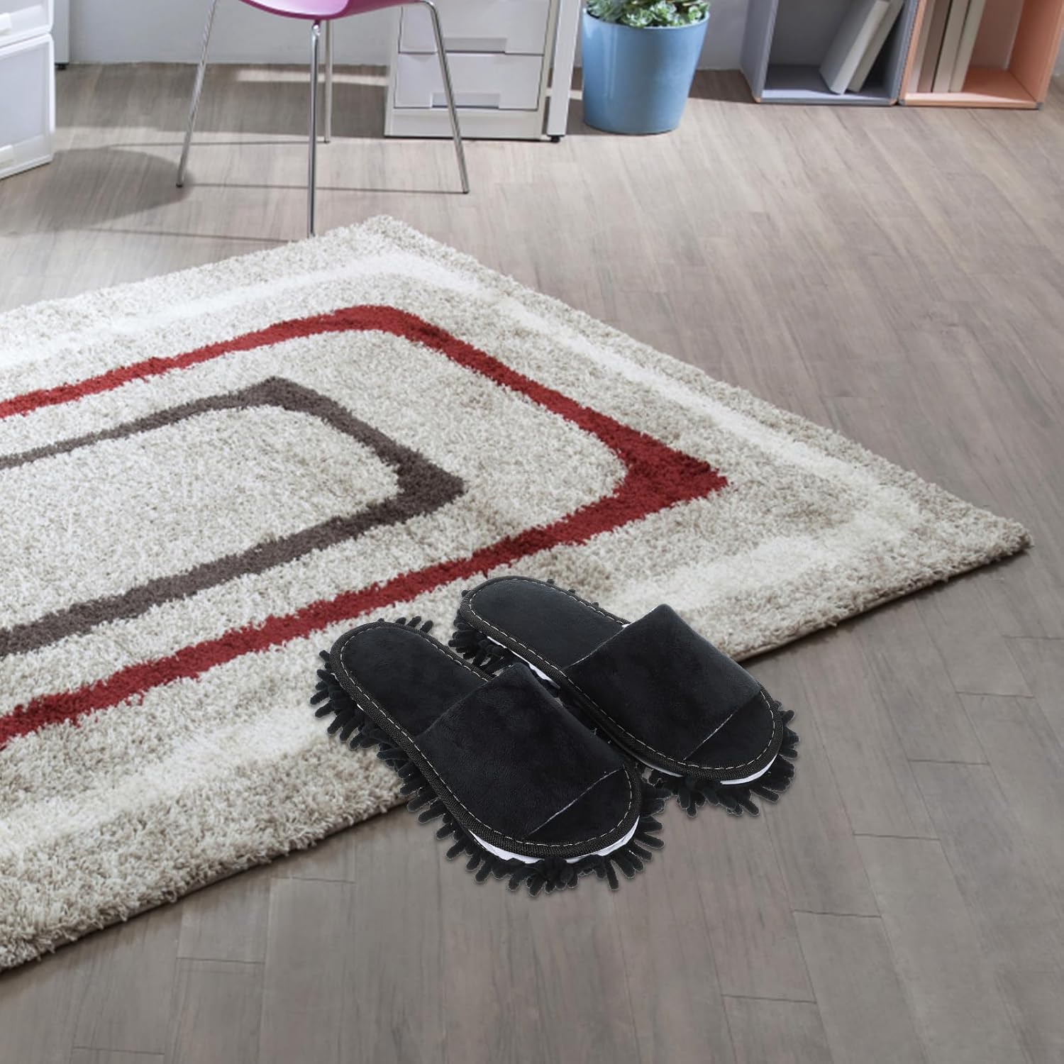 PACKOVE Floor Cleaning Mop Slippers 1 Pair Black